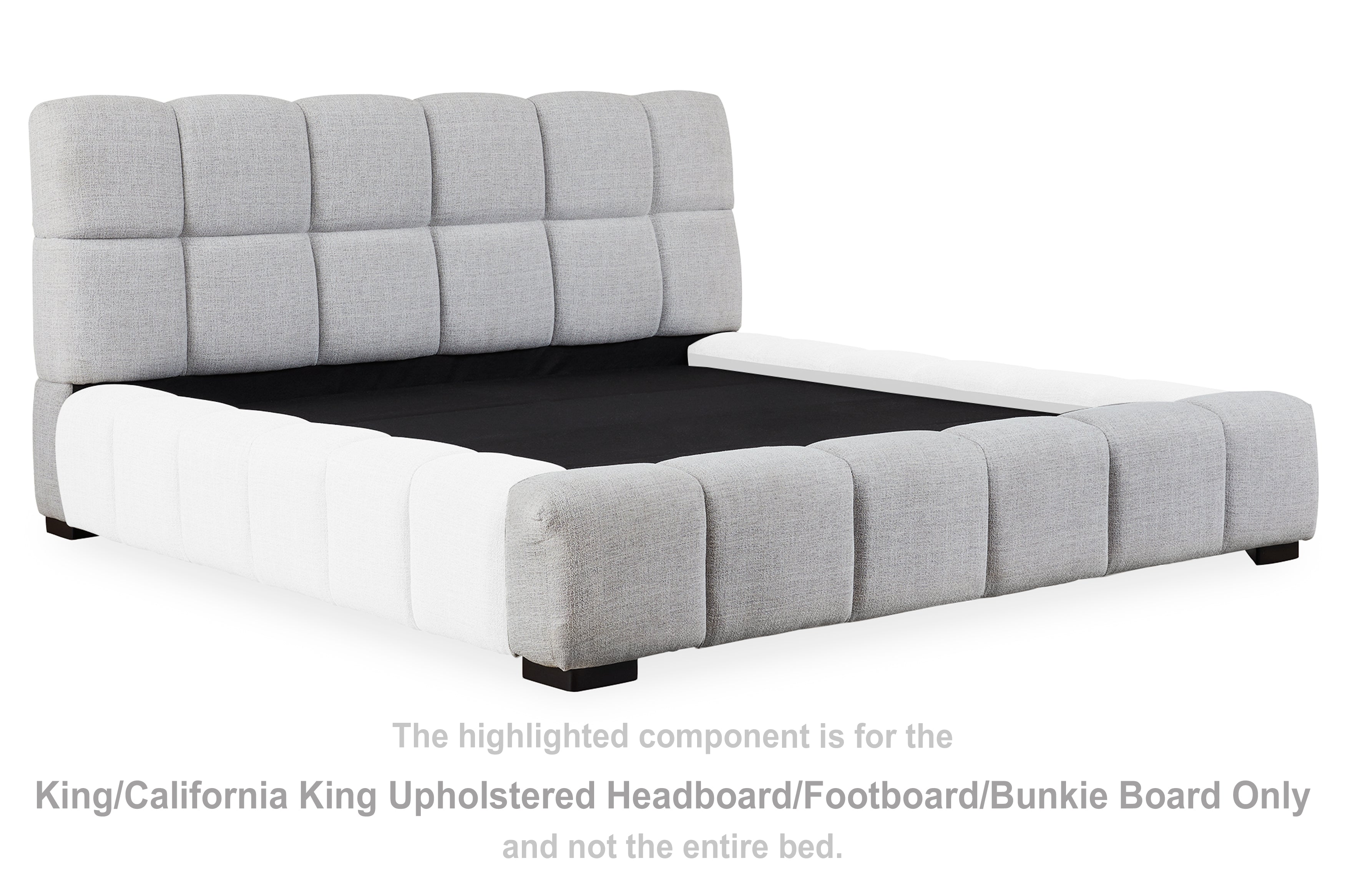 Grendusk Light Gray King/California King Upholstered Headboard/Footboard/Bunkie Board - PCB584-82
