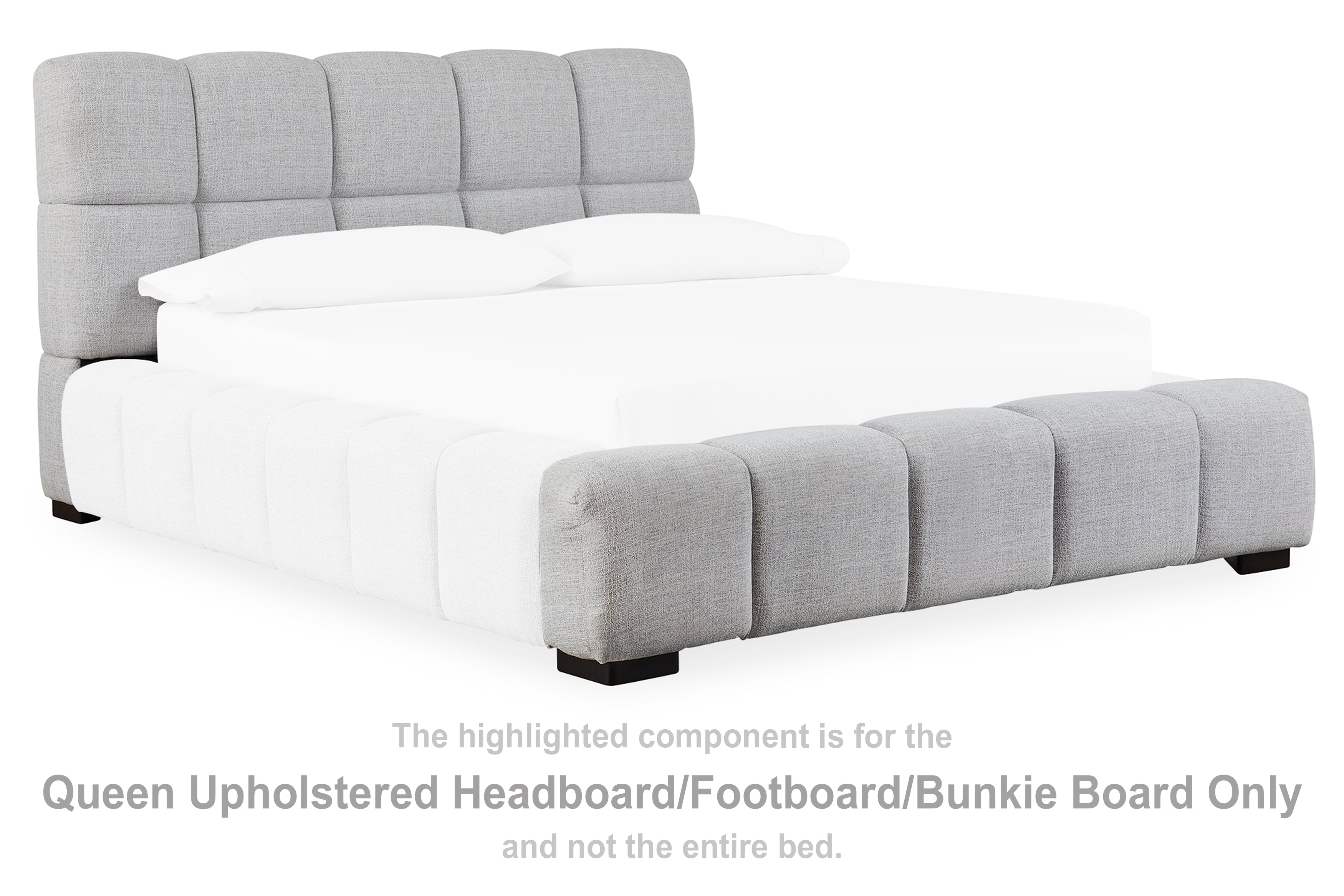 Grendusk Light Gray Queen Upholstered Headboard/Footboard/Bunkie Board - PCB584-81