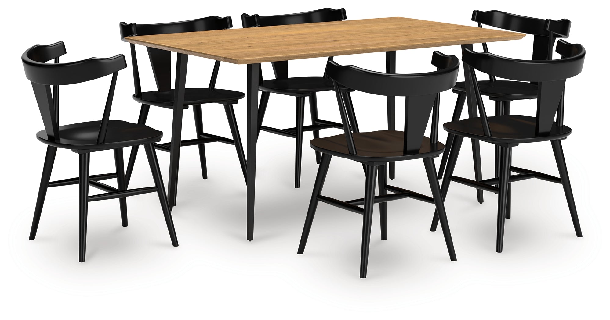 Gretlynn Dining Table and 6 Chairs in Black/Natural from Ashley - Luna Furniture