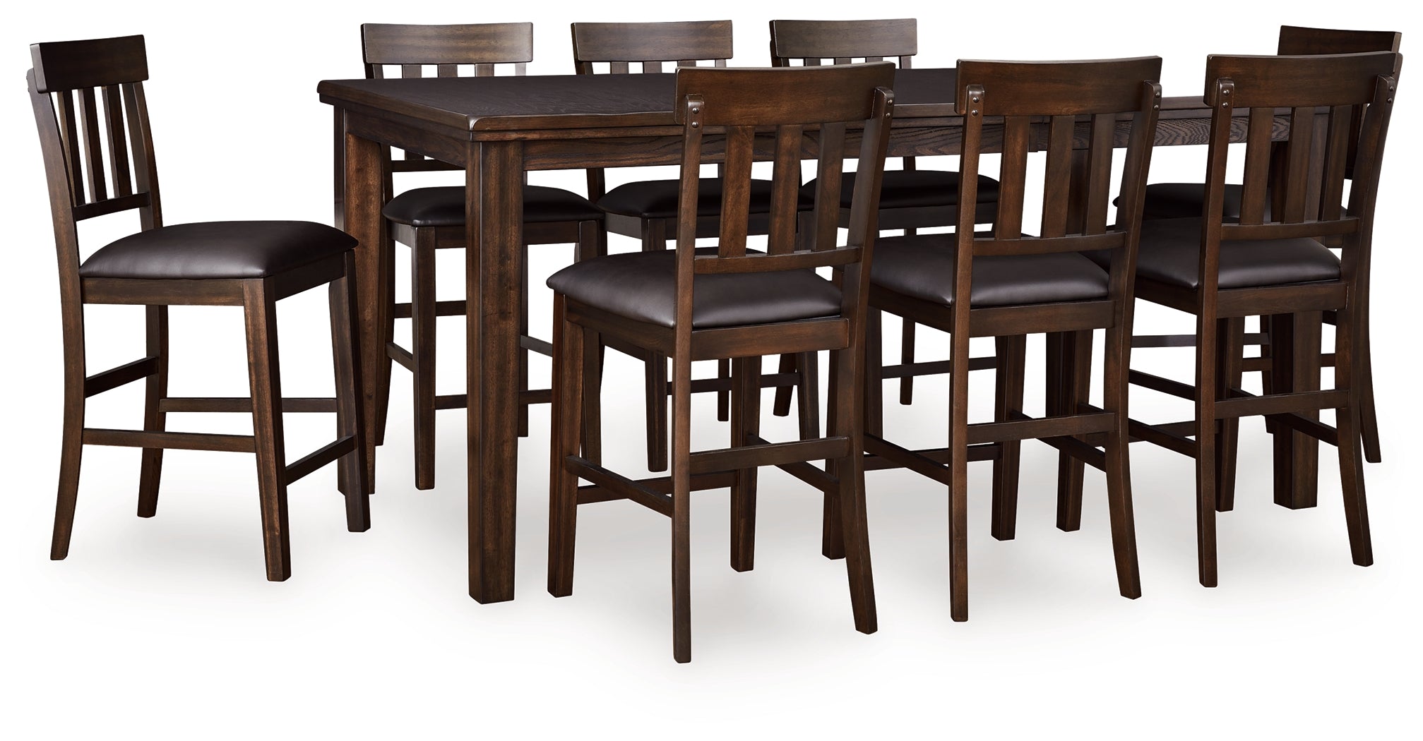 Haddigan Counter Height Dining Table and 8 Barstools in Dark Brown from Ashley - Luna Furniture