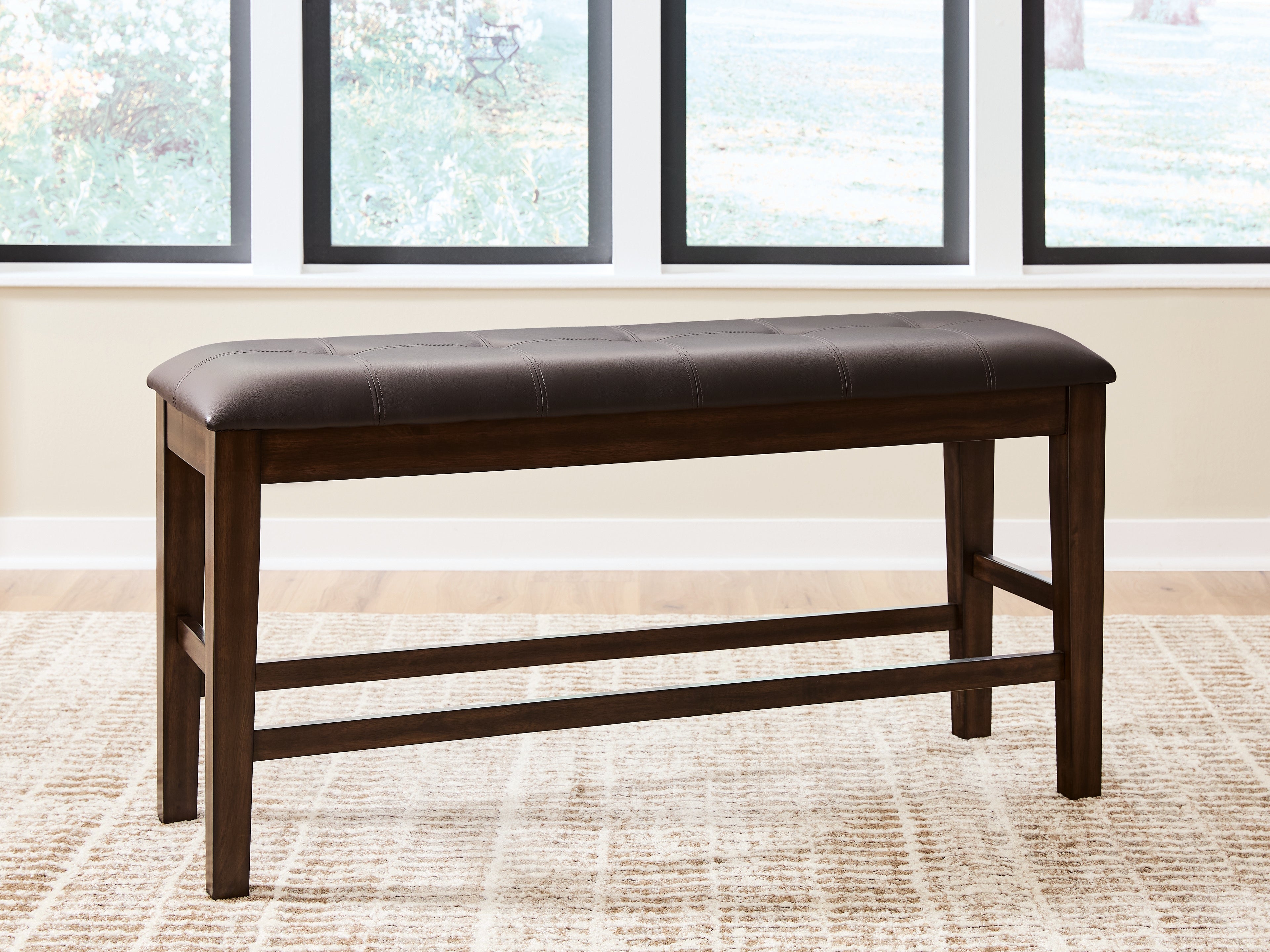 Haddigan Dark Brown Counter Height Dining Bench - D596-09