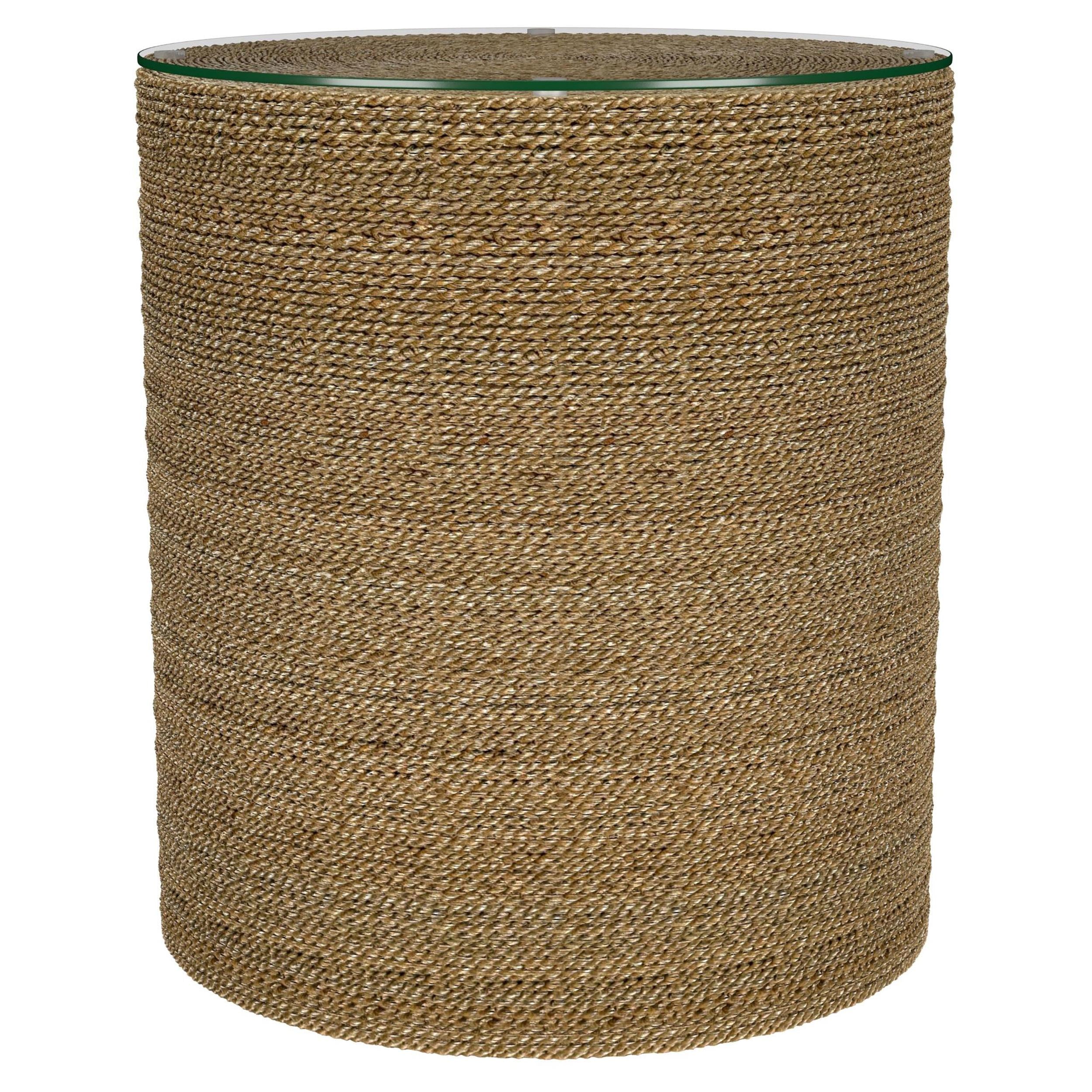 Halden Round Woven Seagrass Accent Side Table Light Brown - 930270