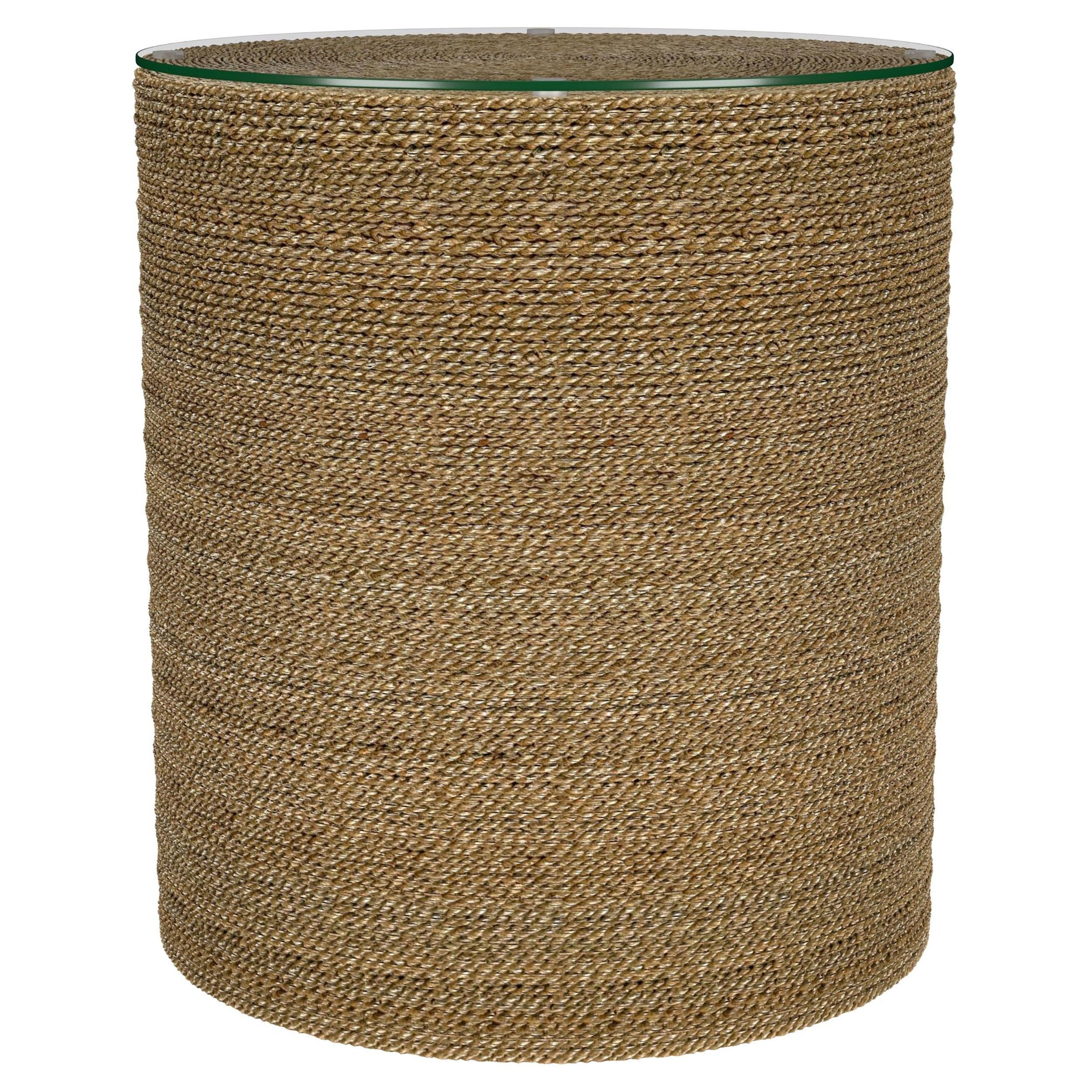 Halden Round Woven Seagrass Accent Side Table Light Brown - 930270