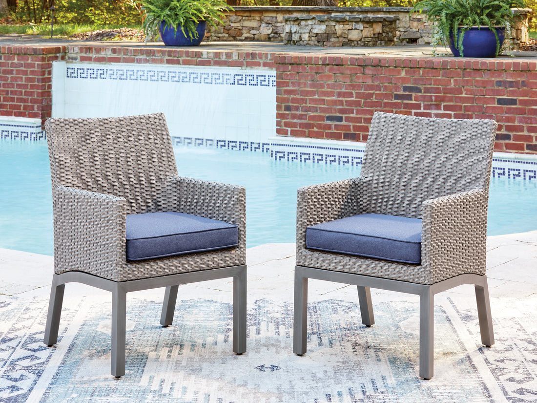 Half Moon Beach Blue/Gray Outdoor Arm Chair with Cushion (Set of 2) - PCP418-601A