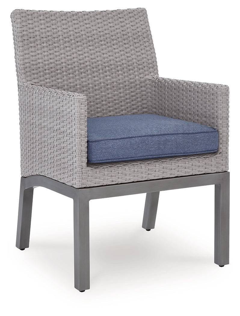 Half Moon Beach Blue/Gray Outdoor Arm Chair with Cushion (Set of 2) - PCP418-601A