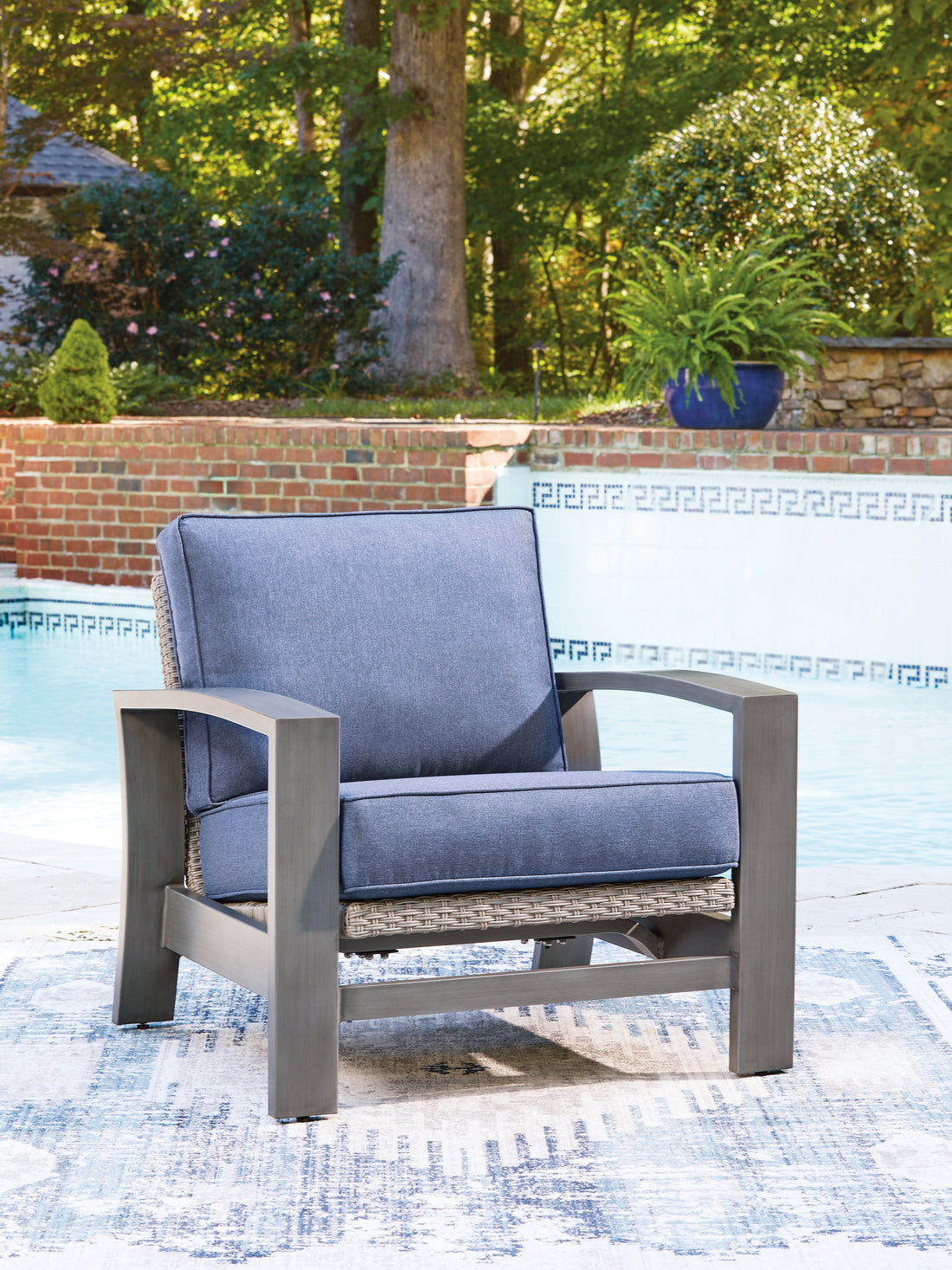 Half Moon Beach Blue/Gray Outdoor Spring Lounge Chair - PCP418-820