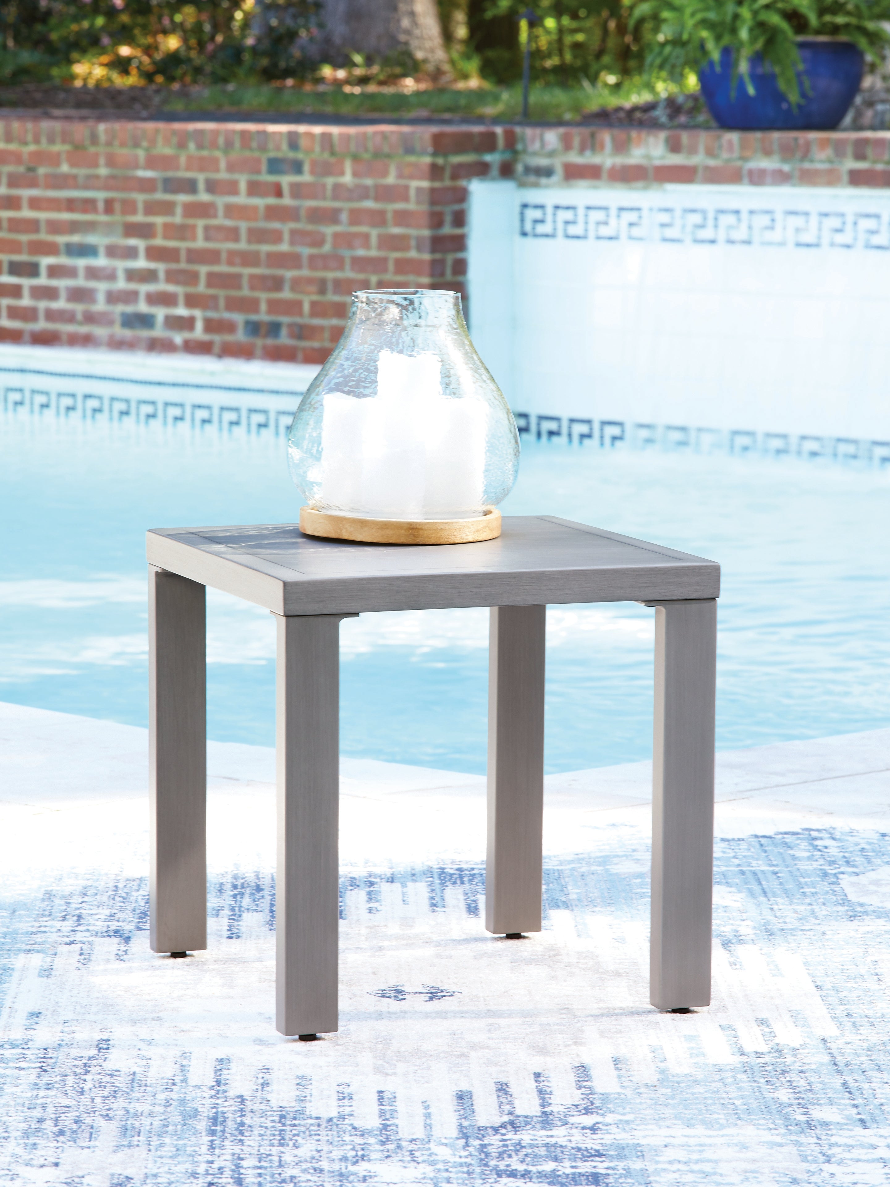 Half Moon Beach Gray Outdoor End Table - PCP418-702