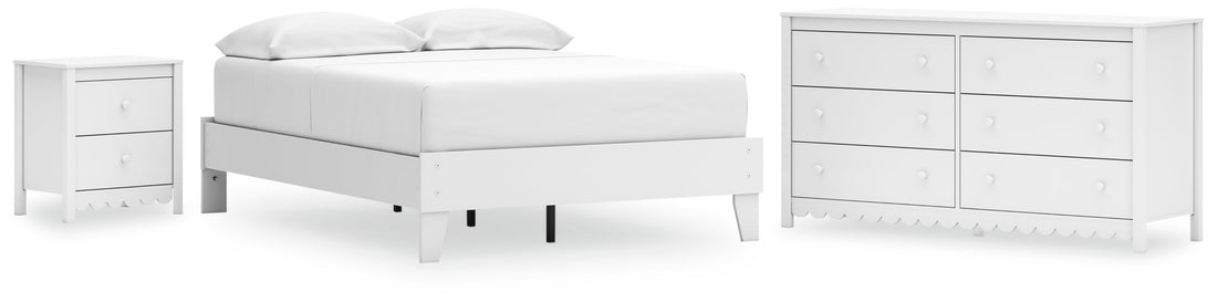 Hallityn Full Platform Bed with Dresser and Nightstand in White - PKG018817