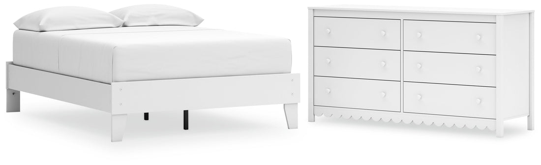Hallityn Full Platform Bed with Dresser in White - PKG018816