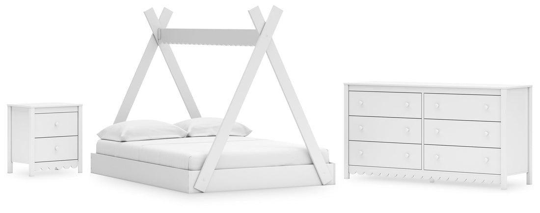 Hallityn Full Tent Bed with Dresser and Nightstand in White - PKG018825