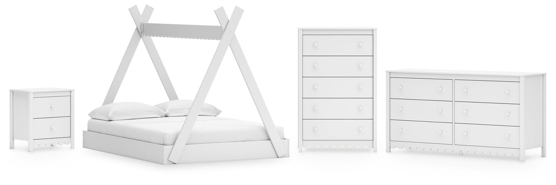 Hallityn Full Tent Bed with Dresser, Chest and Nightstand in White - PKG018827