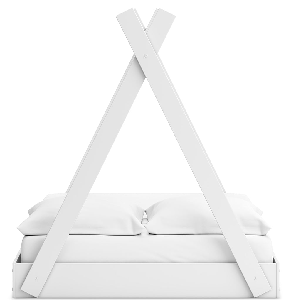 Hallityn Full Tent Bed with Dresser in White - PKG018824