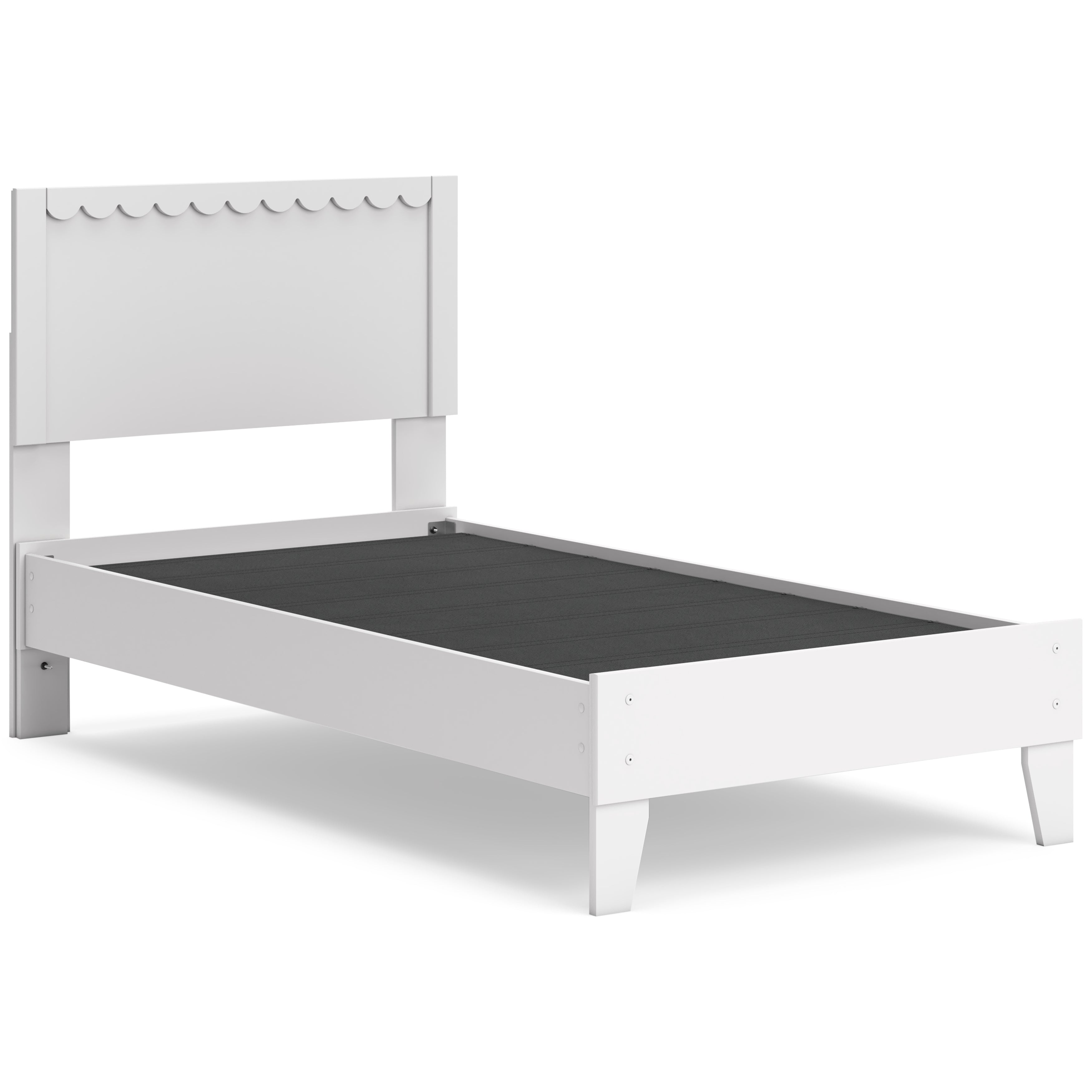 Hallityn Twin Panel Platform Bed with Dresser, Chest and Nightstand in White - PKG018839