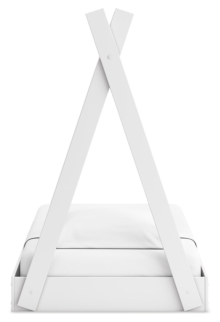 Hallityn Twin Tent Bed with Nightstand in White - PKG018964