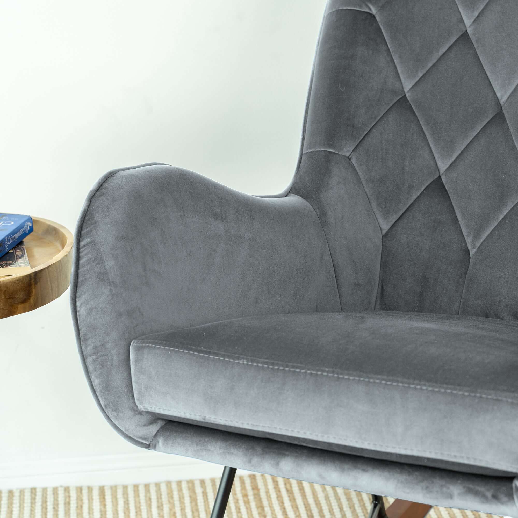 Hannah Mid Century Modern Rocking Chair In Dark Grey - RCH01900401