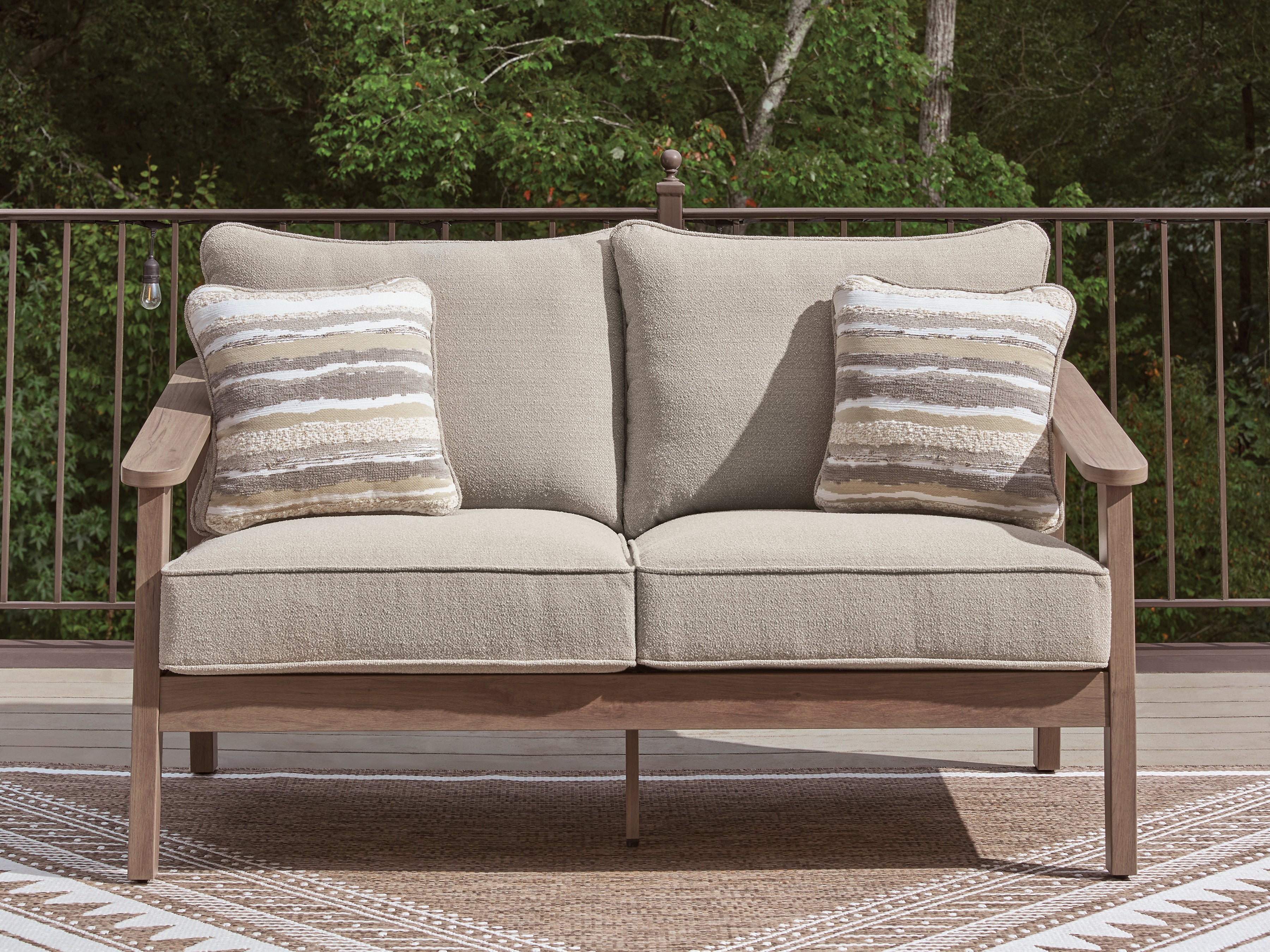 Harmony Headlands Natural/Gray Outdoor Loveseat with Cushion - PCP428-835
