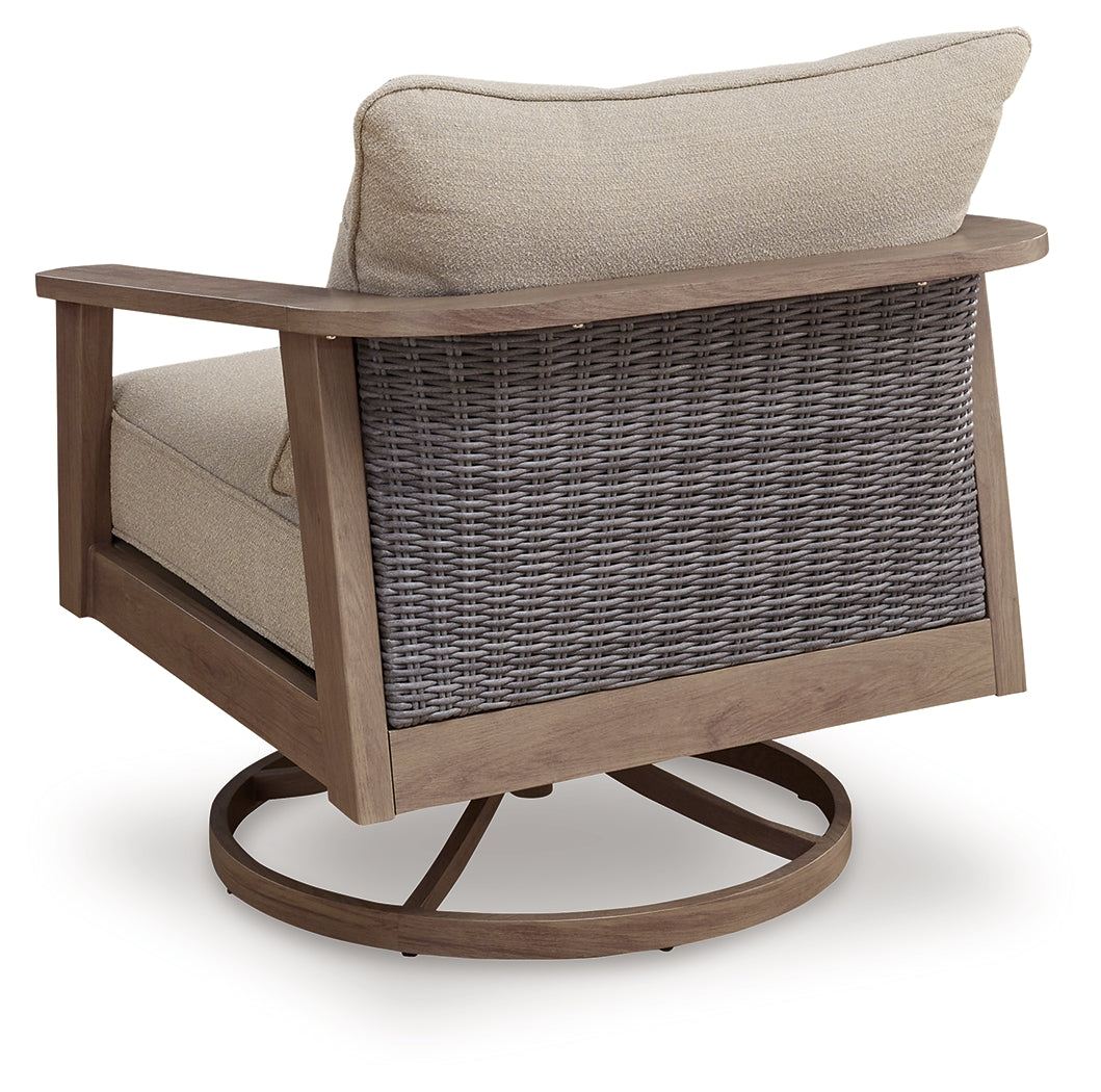Harmony Headlands Natural/Gray Outdoor Swivel Lounge with Cushion - PCP428-821