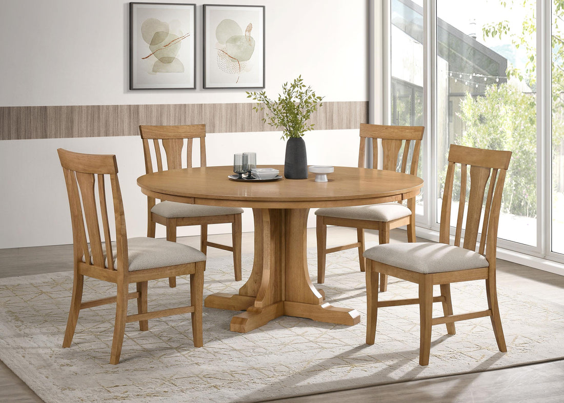 Hartville 5-piece Round Dining Table Set Natural Light Brown - 109460-S5