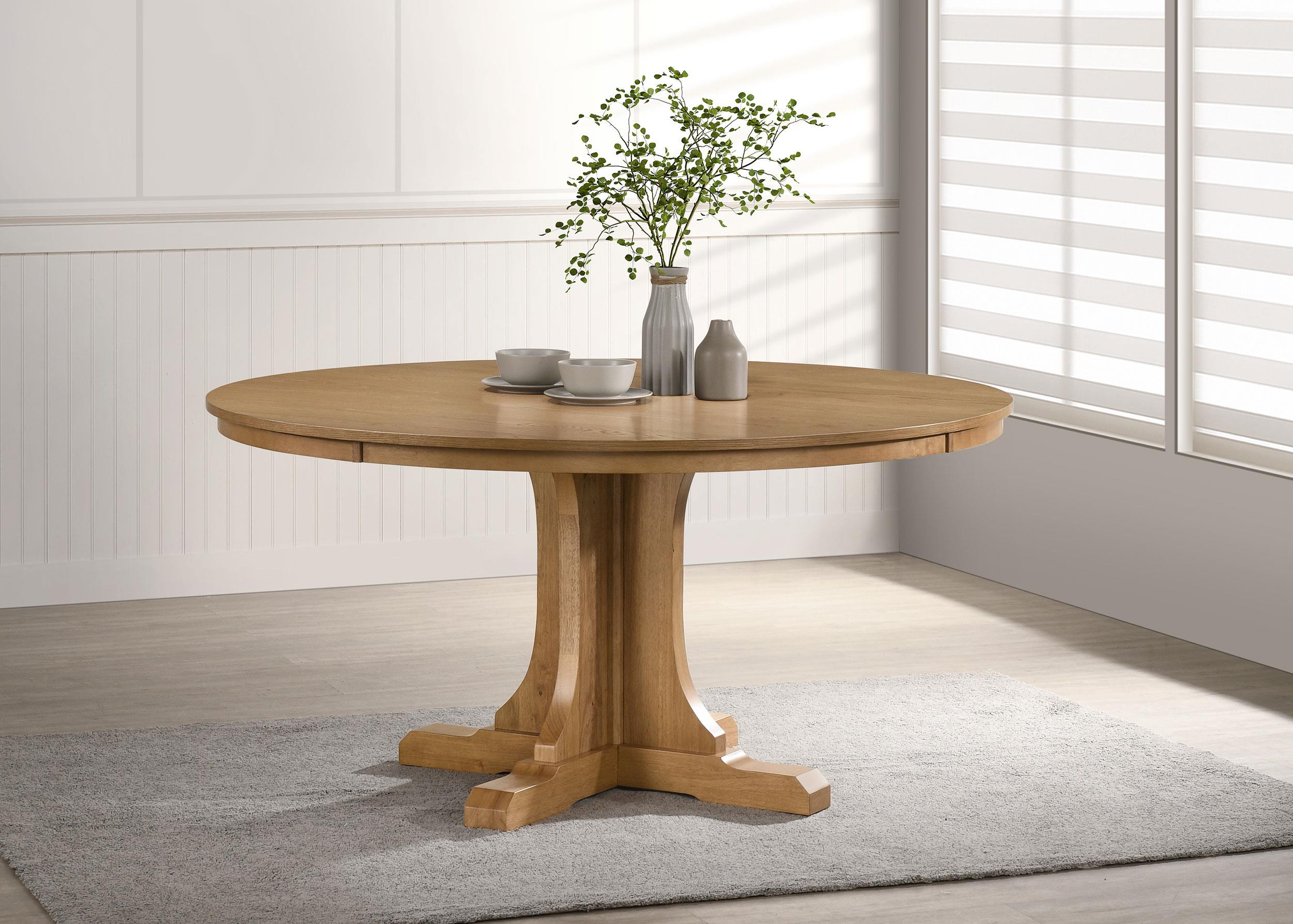 Hartville 60-inch Round Dining Table Natural Light Brown - 109460