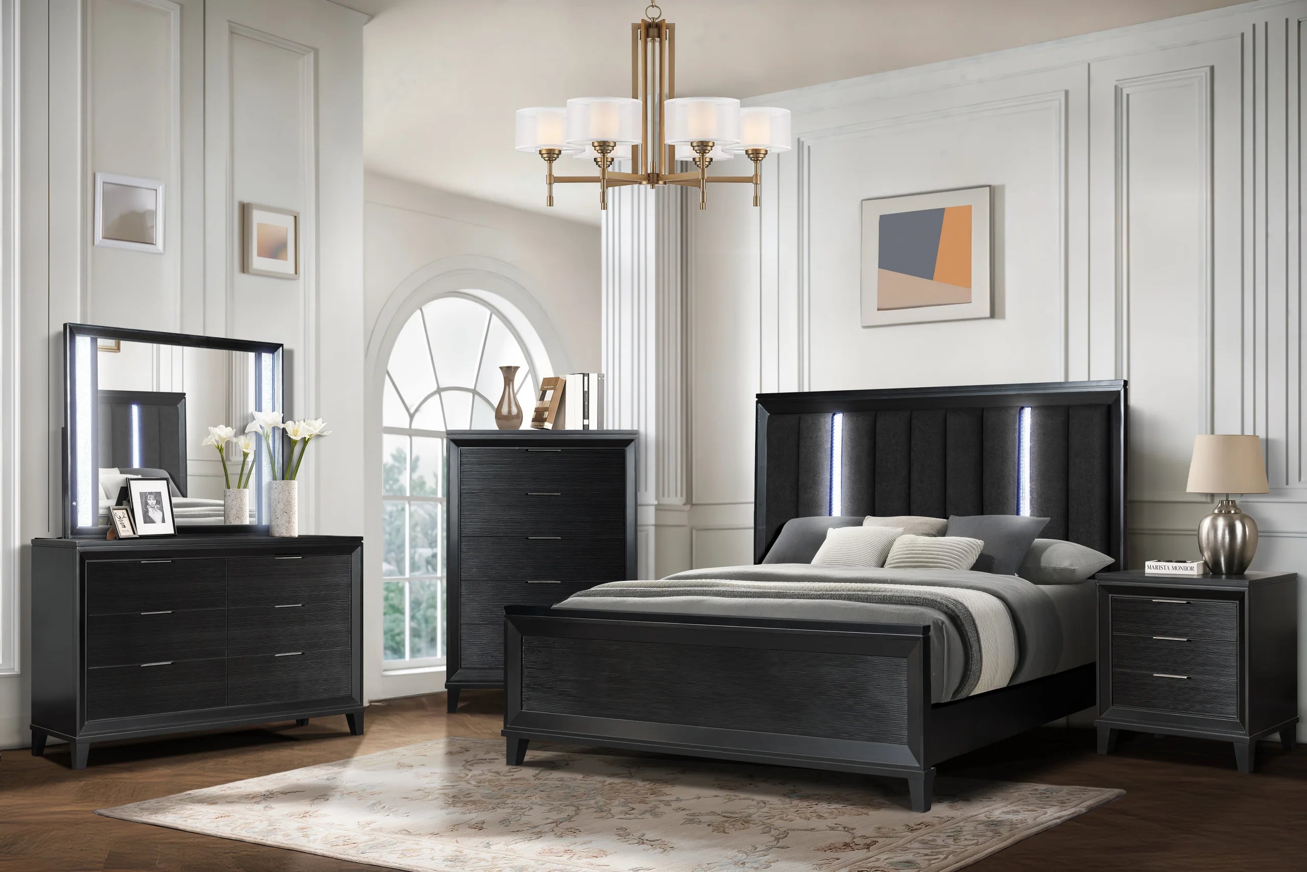 Havana Black - 4pc or 5pc Bedroom Set - Queen, King *King 5pc - HAVANA BLACK - 5PC BEDROOM SET King 5pc