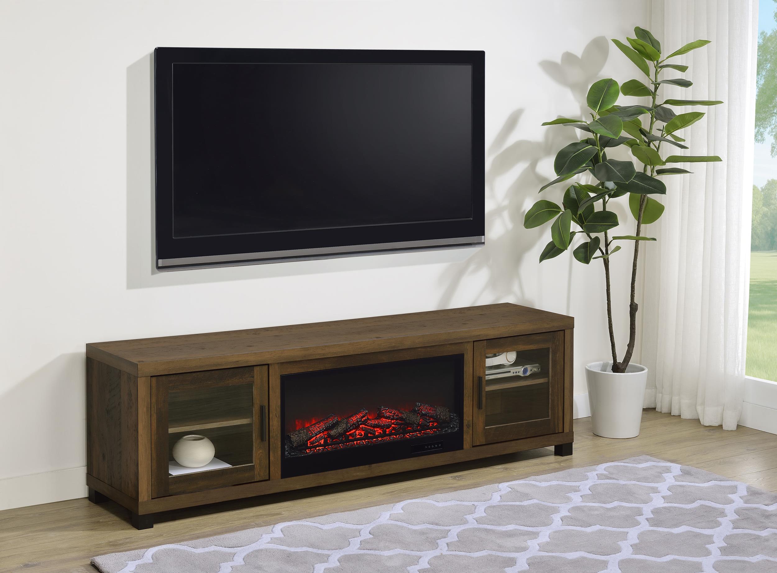 Havering 71-inch TV Stand Fireplace Media Console Dark Pine - 722873