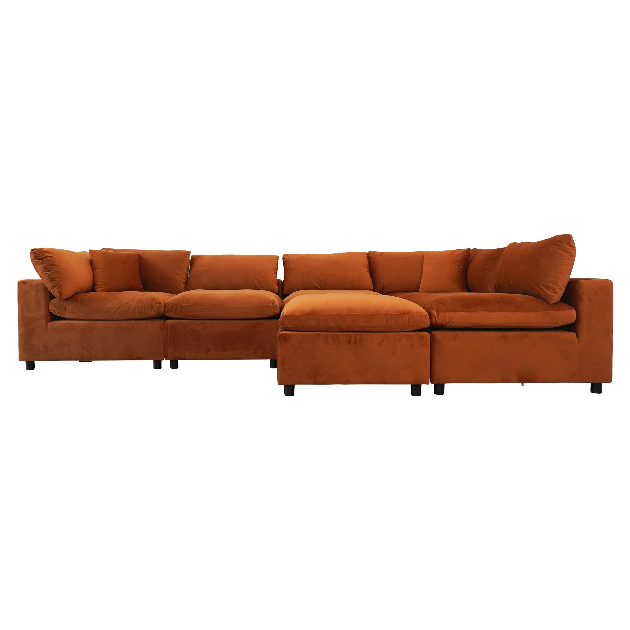 Hayward Burnt Orange Velvet Modular Sectional Sofa - MSC01000401