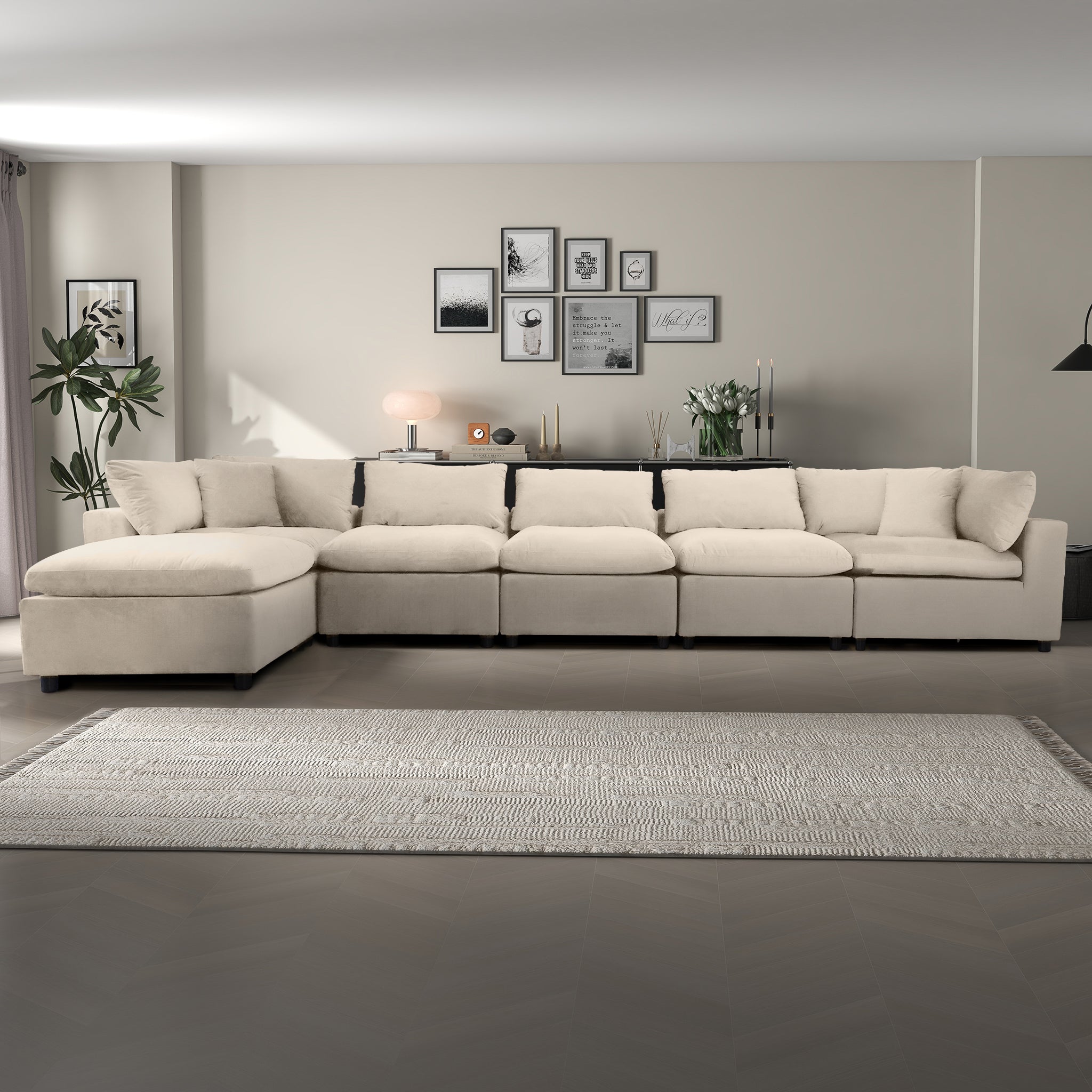 Hayward Ivory Velvet Modular Sectional Sofa - MSC01000402
