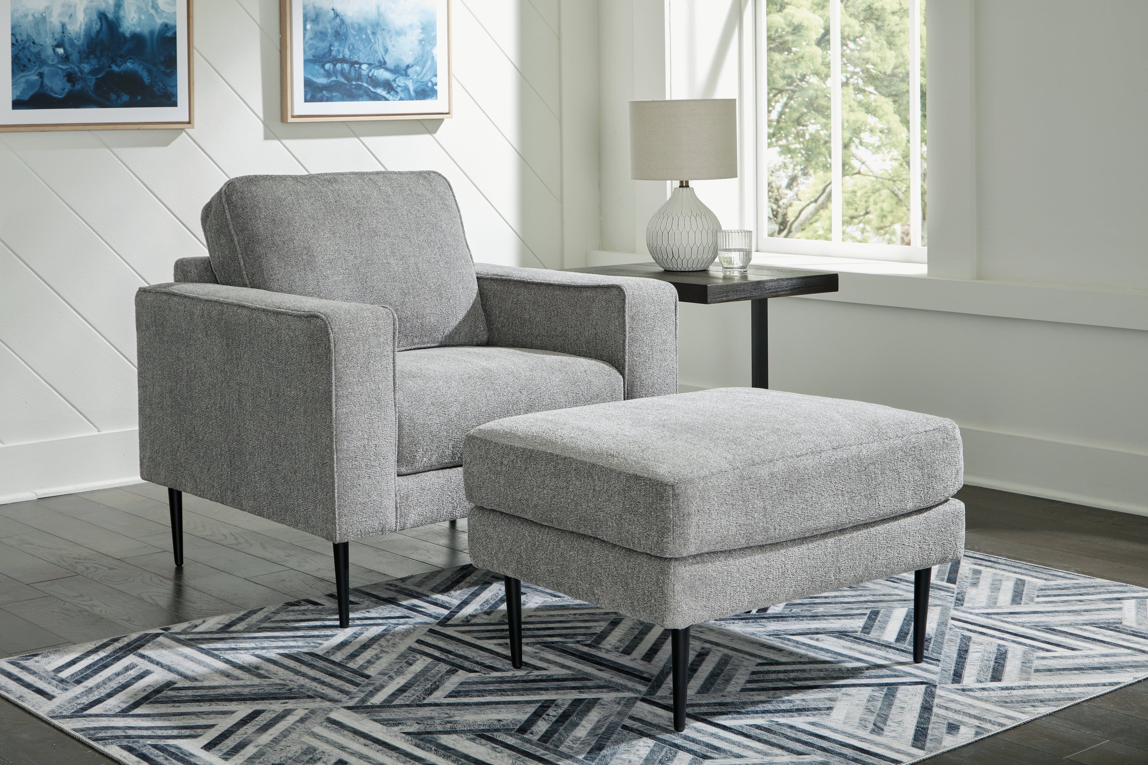 Hazela Chair and Ottoman in Charcoal - PKG015060