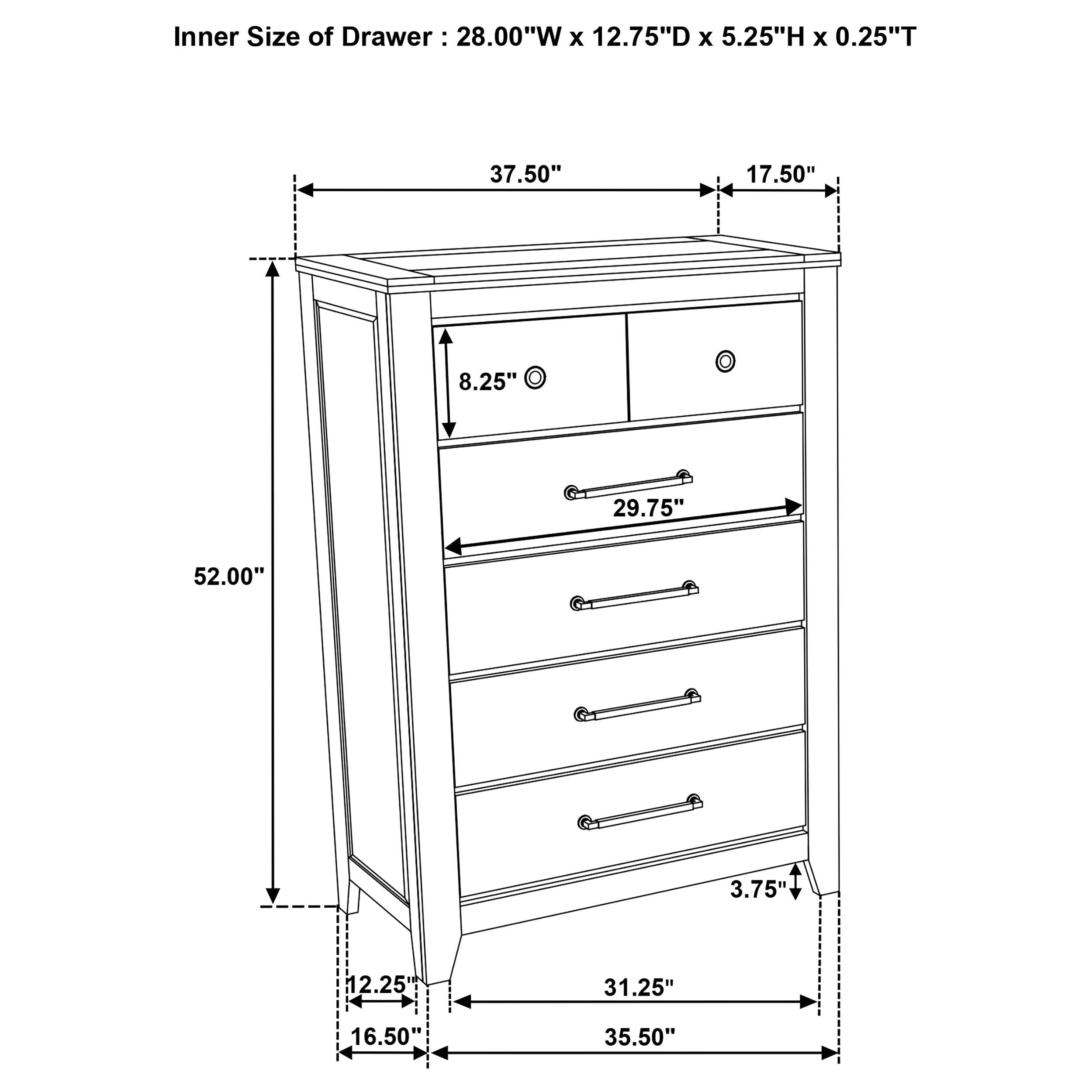 Hazlewood 5-drawer Bedroom Chest of Drawers Vineyard Oak - 207535