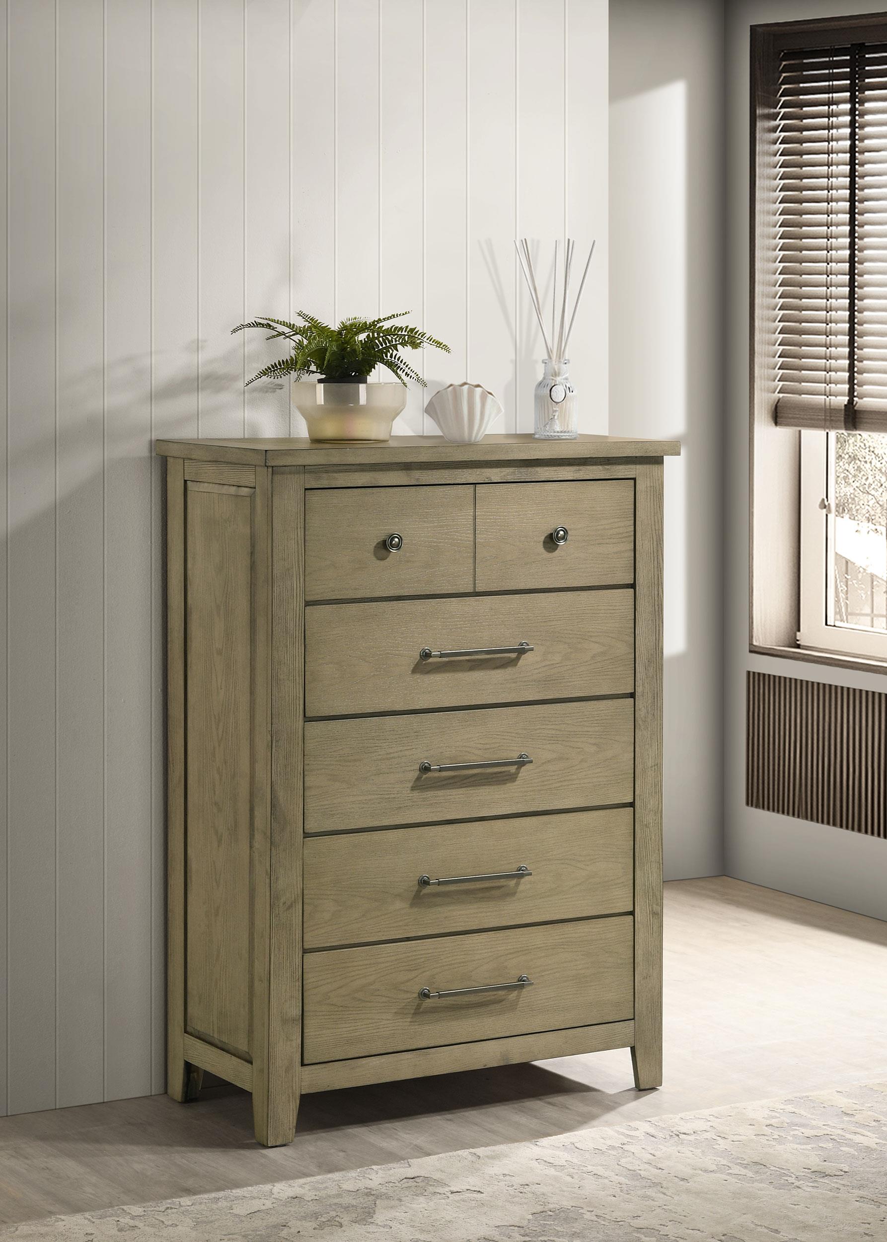 Hazlewood 5-drawer Bedroom Chest of Drawers Vineyard Oak - 207535