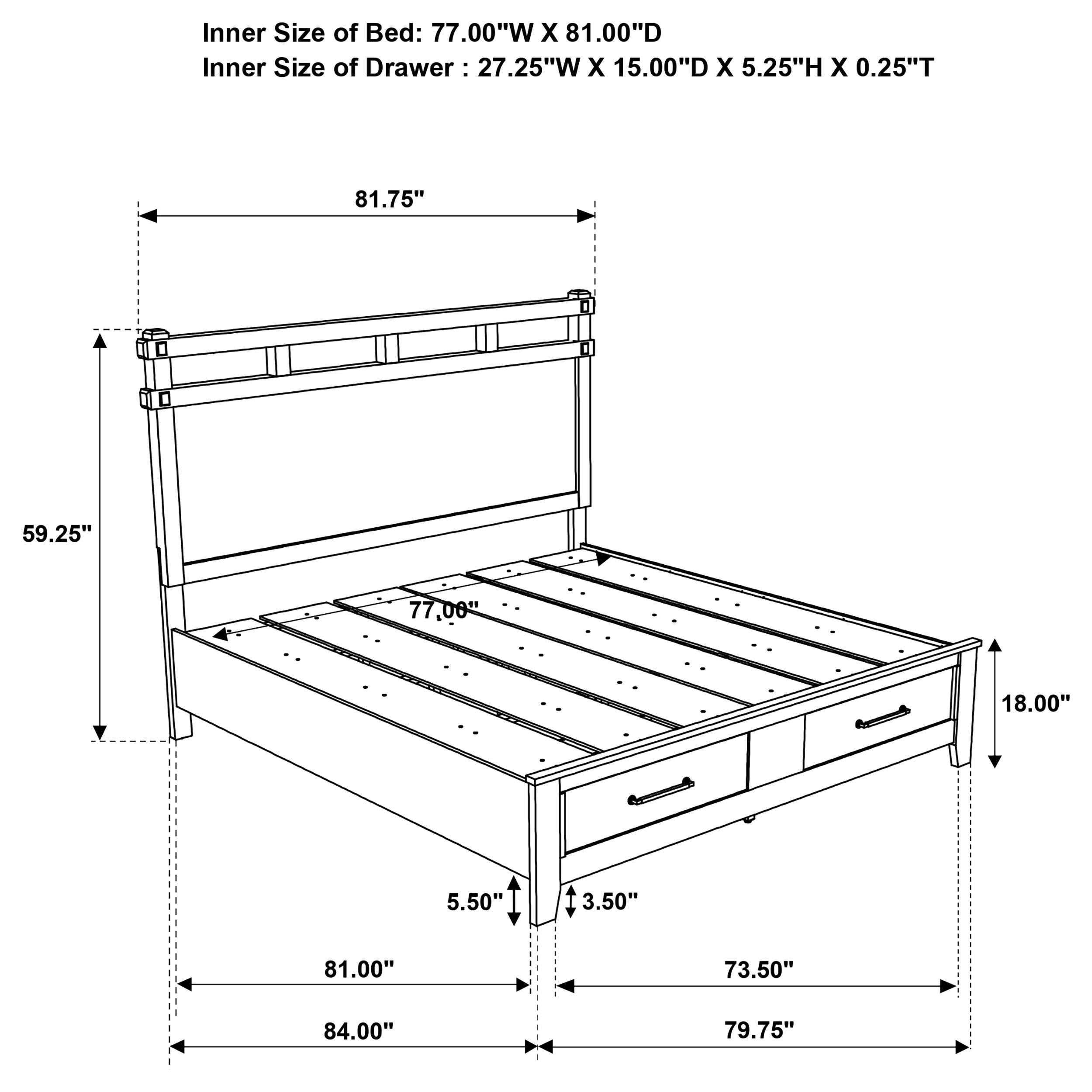Hazlewood 59-inch Eastern King Storage Bed Vineyard Oak - 207530KE
