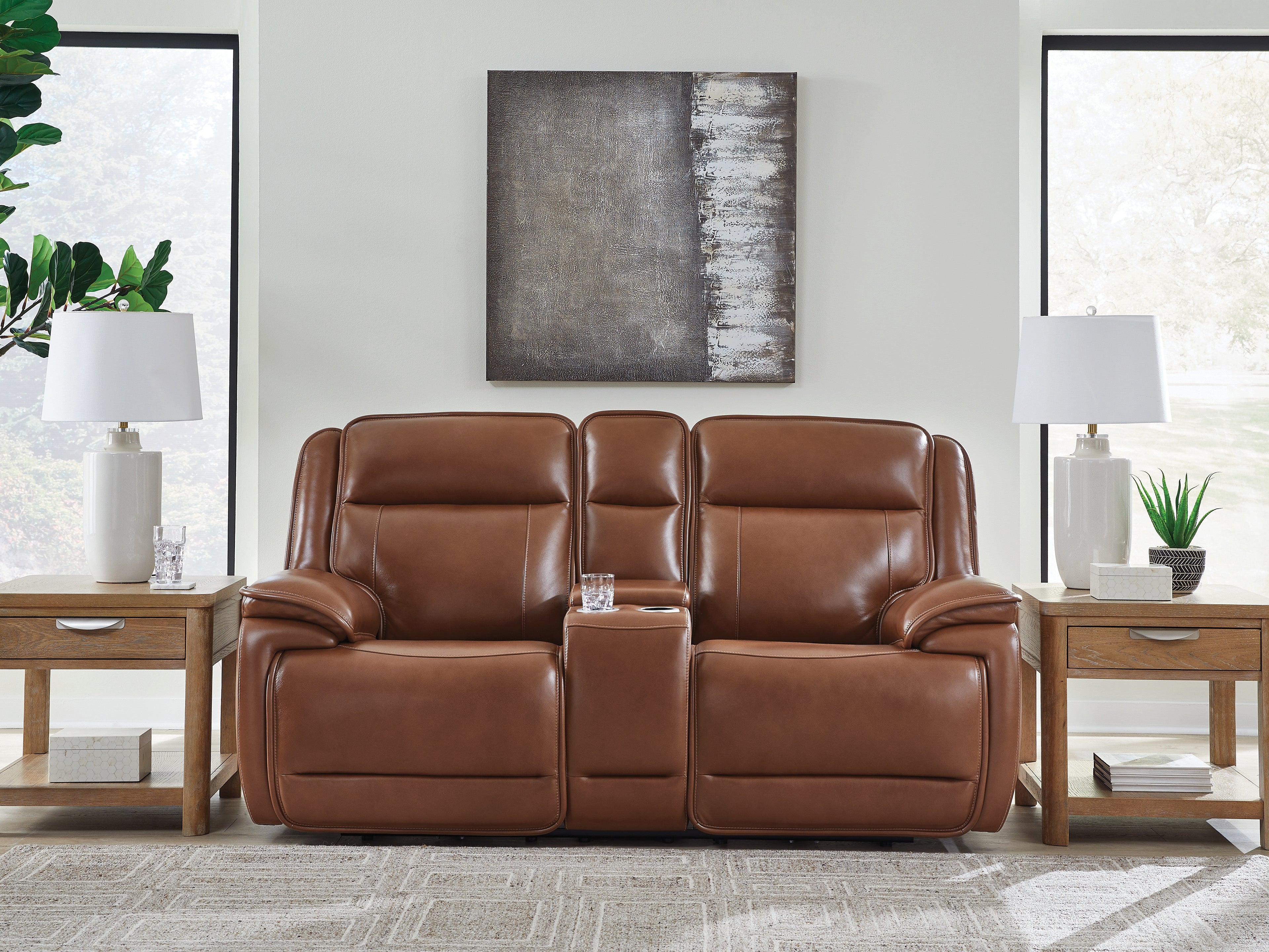 Healy Pier Chocolate Power Reclining Loveseat with Console - U1120418