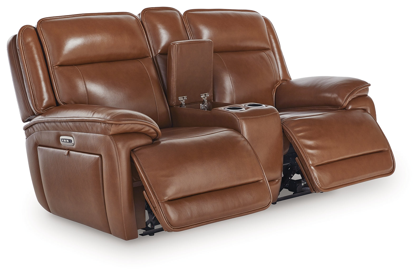 Healy Pier Chocolate Power Reclining Loveseat with Console - U1120418