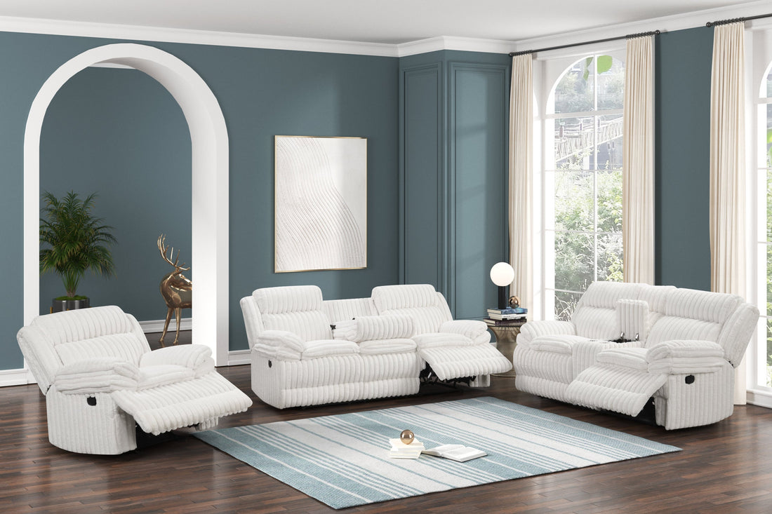 Heaven - White 3pc Reclining Set New Arrival - HEAVEN WHITE