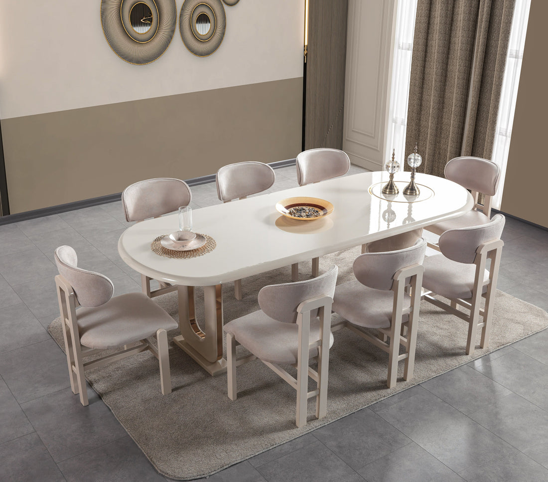 Helena Ivory 9-Piece Dining Set - HELENA DS-9PC