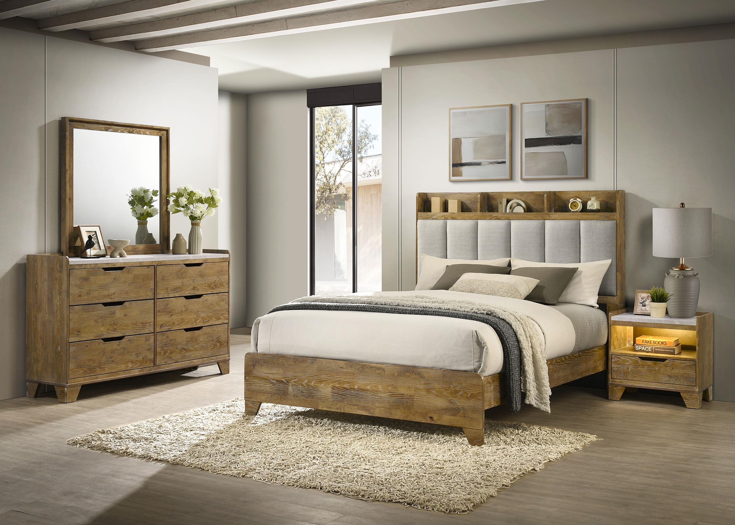 Henderson 4-piece Eastern King Bedroom Set Medium Oak - 222971KE-S4