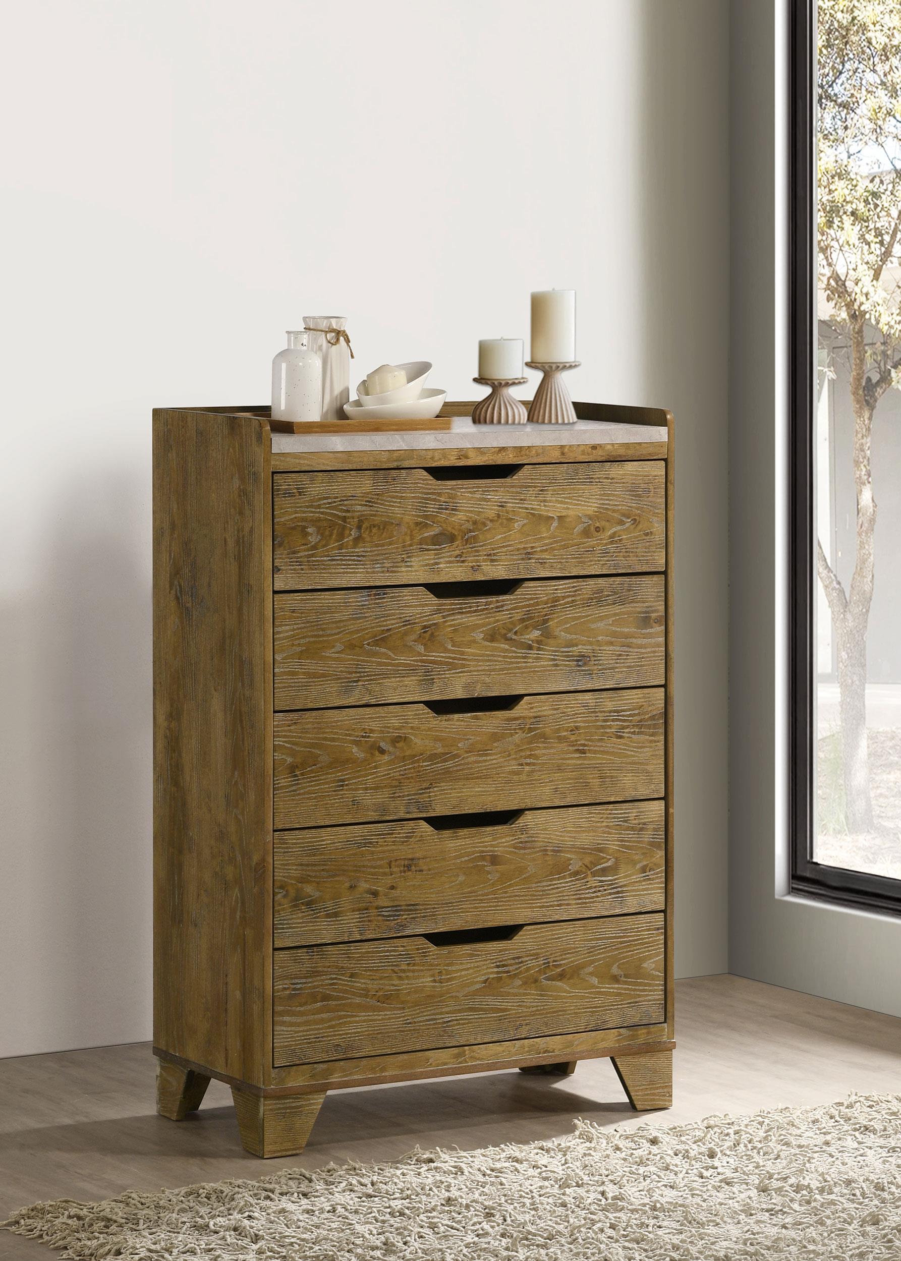 Henderson 5-drawer Bedroom Chest of Drawers Medium Oak - 222975