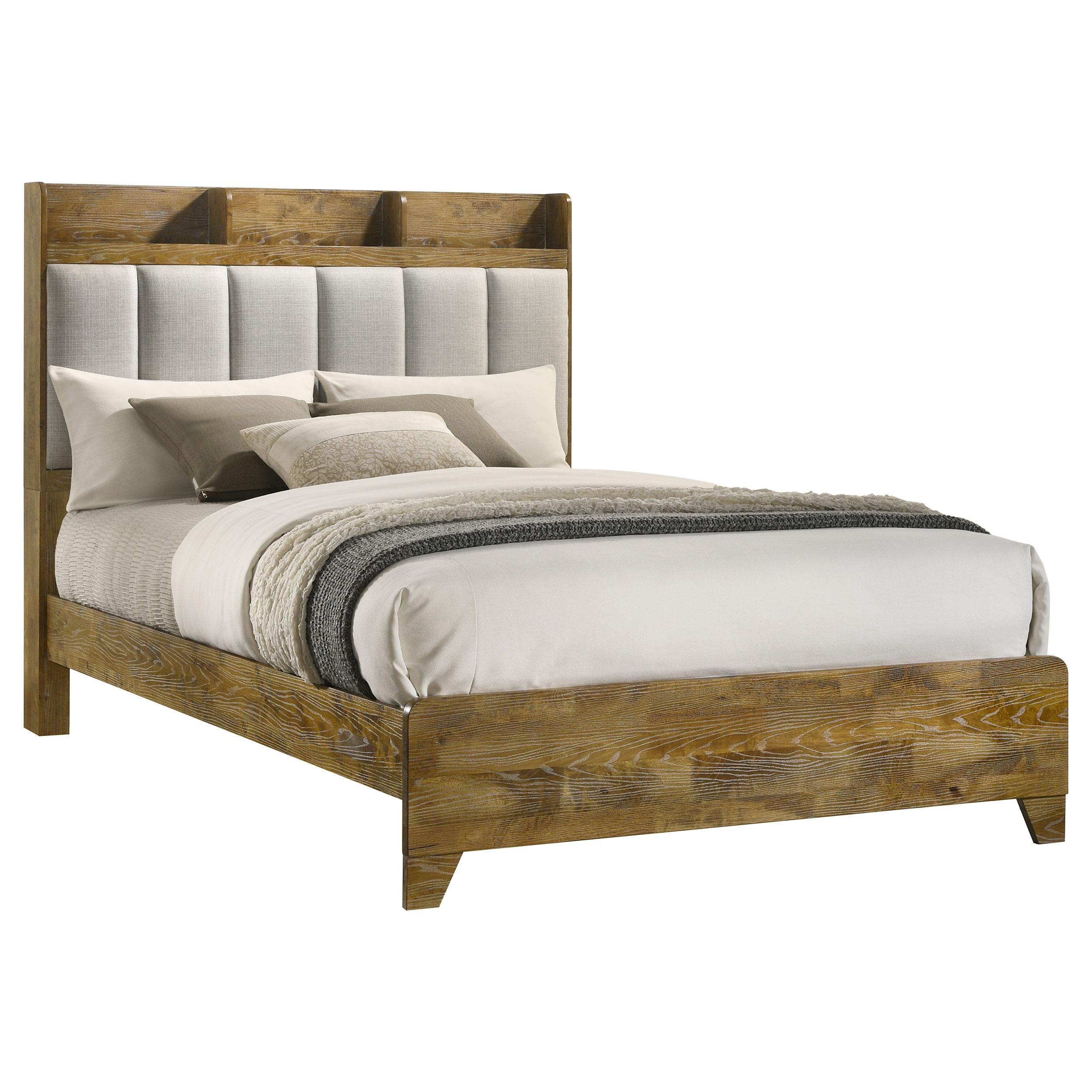 Henderson 57-inch Queen Bookcase Panel Bed Medium Oak - 222971Q