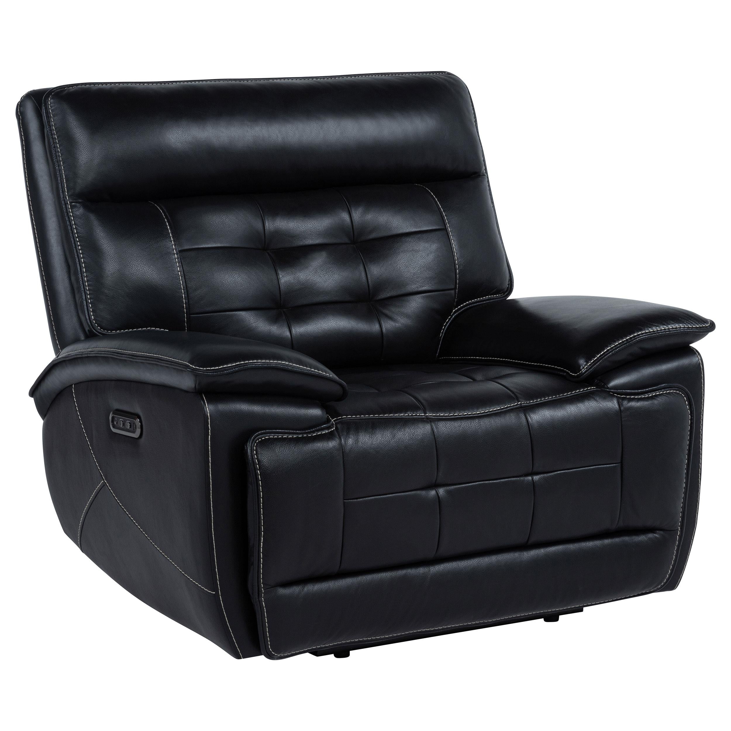 Hewitt Leather Upholstered Dual Power Recliner Chair Black - 609613PP