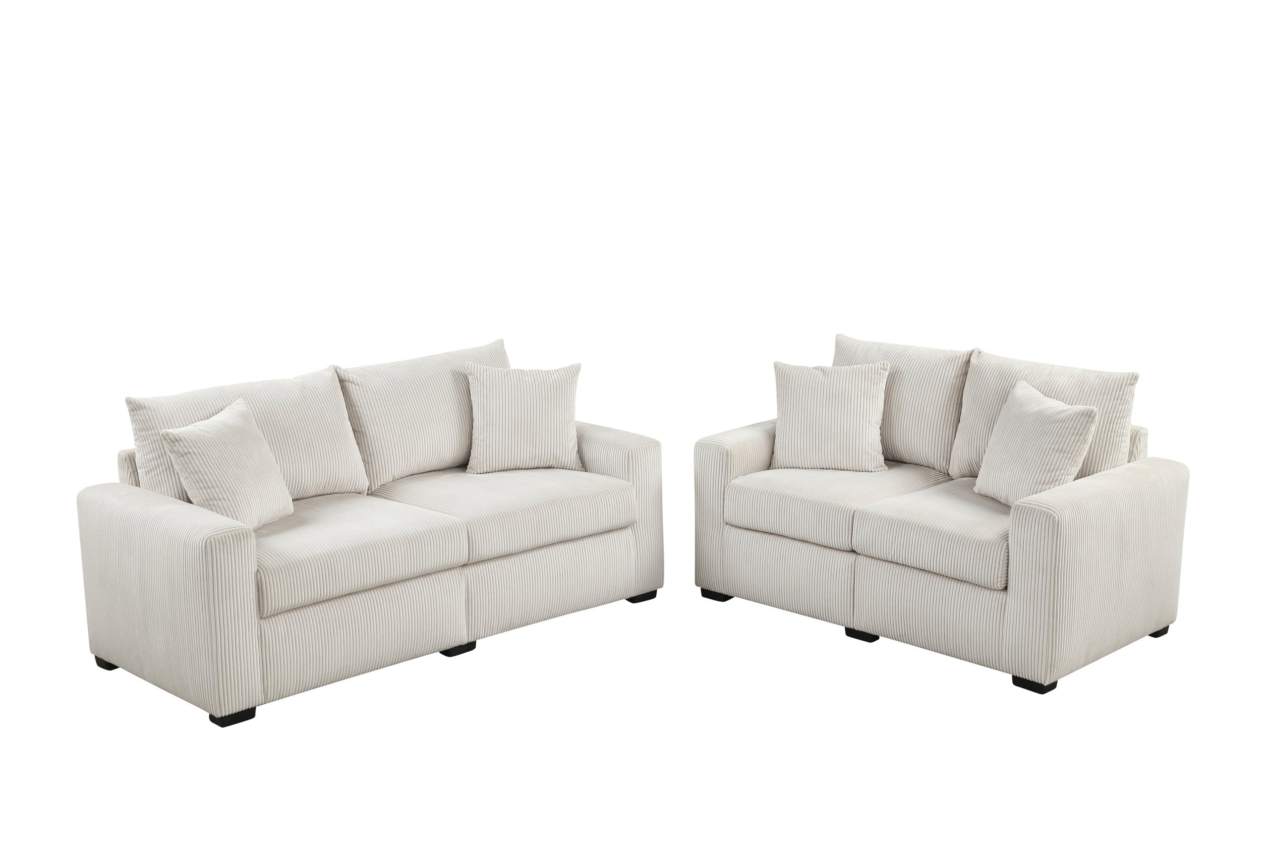 HH1125 Beige - Sofa & Loveseat Set - HH1125 2PC BEIGE