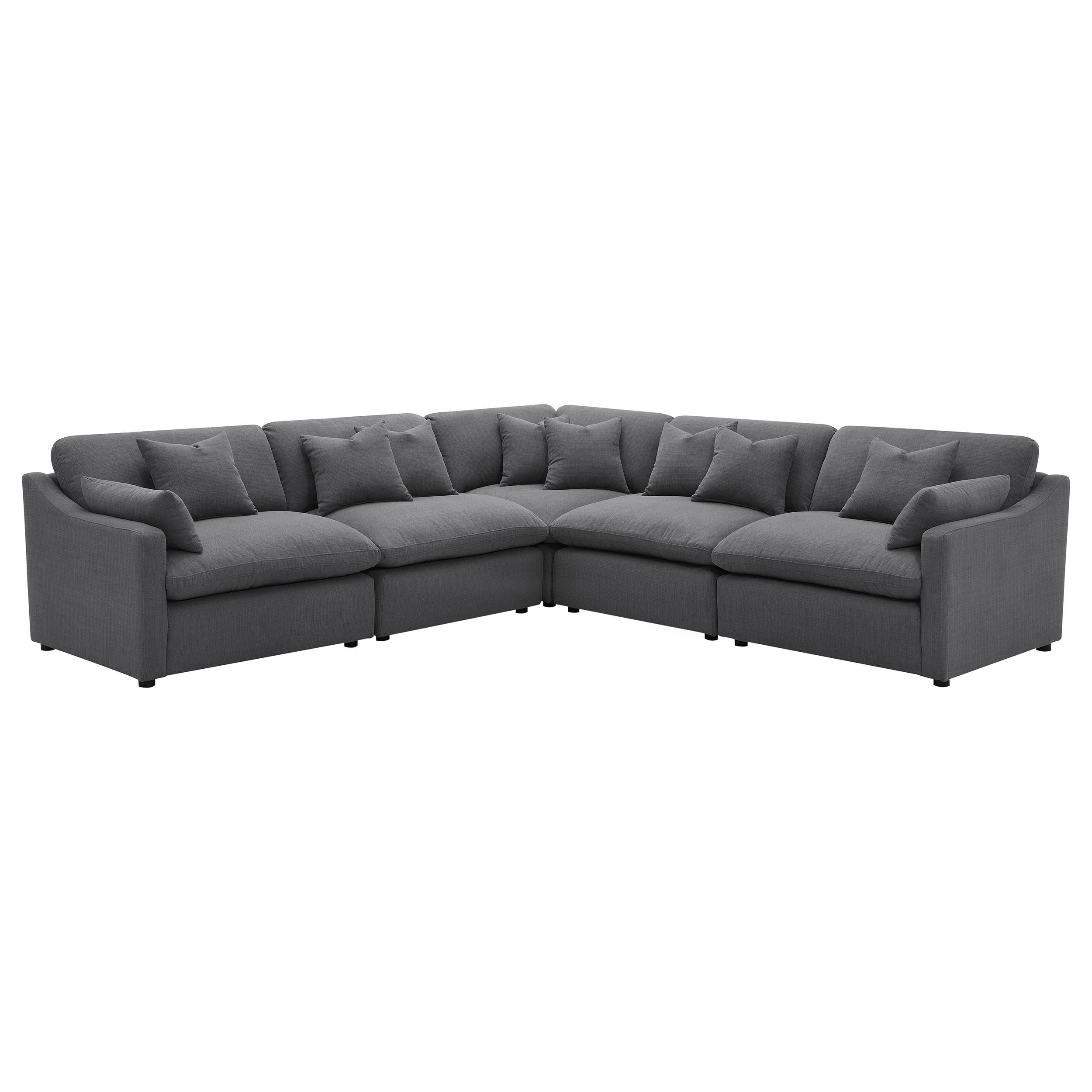Hobson 5-piece Upholstered Modular Sectional Sofa Charcoal - 551455-SETA