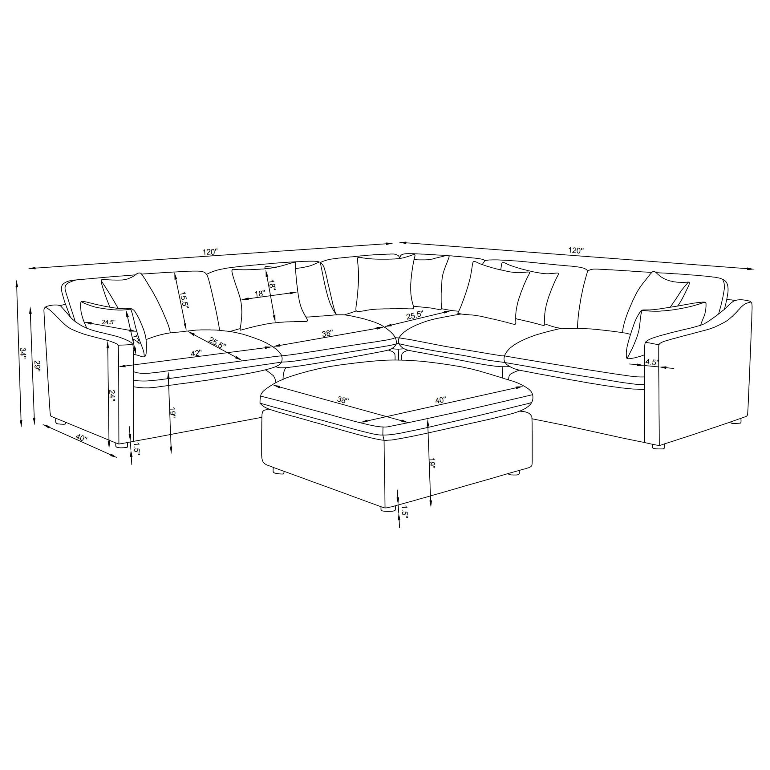 Hobson 6-piece Upholstered Modular Sectional Sofa Ivory - 551451-SET