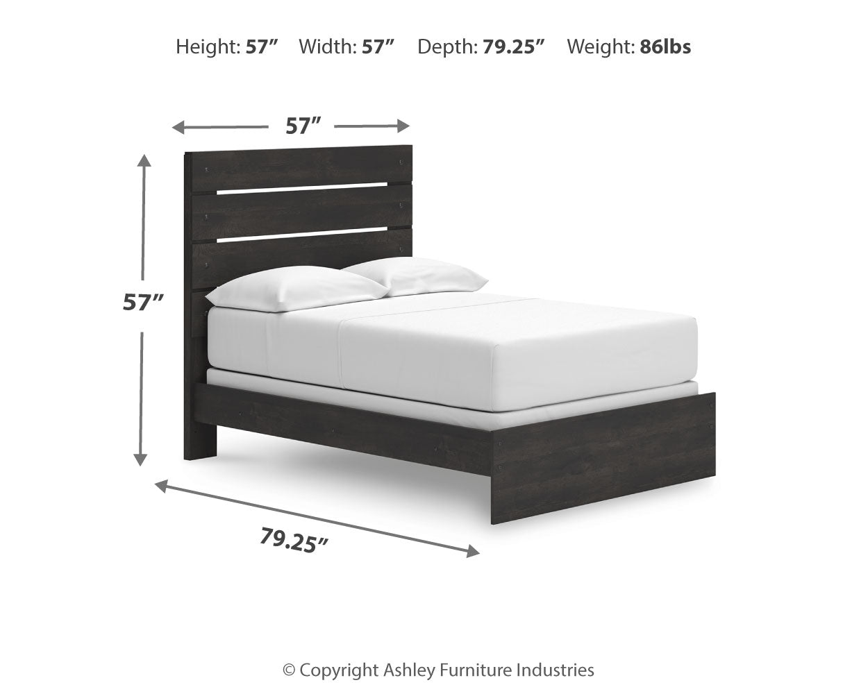 Hollivern Full Panel Bed with Mirrored Dresser, Chest and Nightstand in Dark Gray from Ashley - Luna Furniture