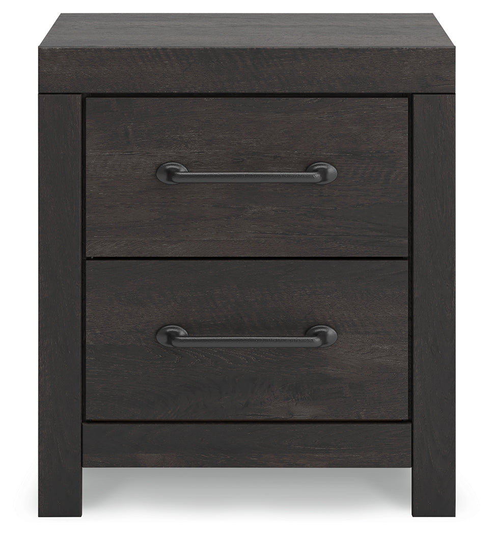 Hollivern Full Panel Bed with Mirrored Dresser, Chest and Nightstand in Dark Gray from Ashley - Luna Furniture