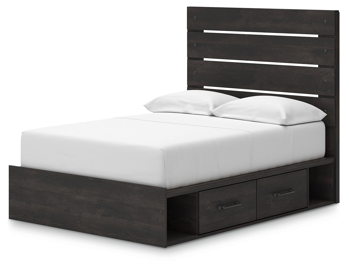 Hollivern Full Panel Bed with Storage with Mirrored Dresser in Dark Gray from Ashley - Luna Furniture