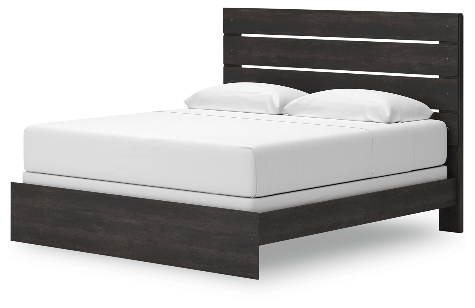 Hollivern King Panel Bed with Mirrored Dresser and 2 Nightstands in Dark Gray from Ashley - Luna Furniture