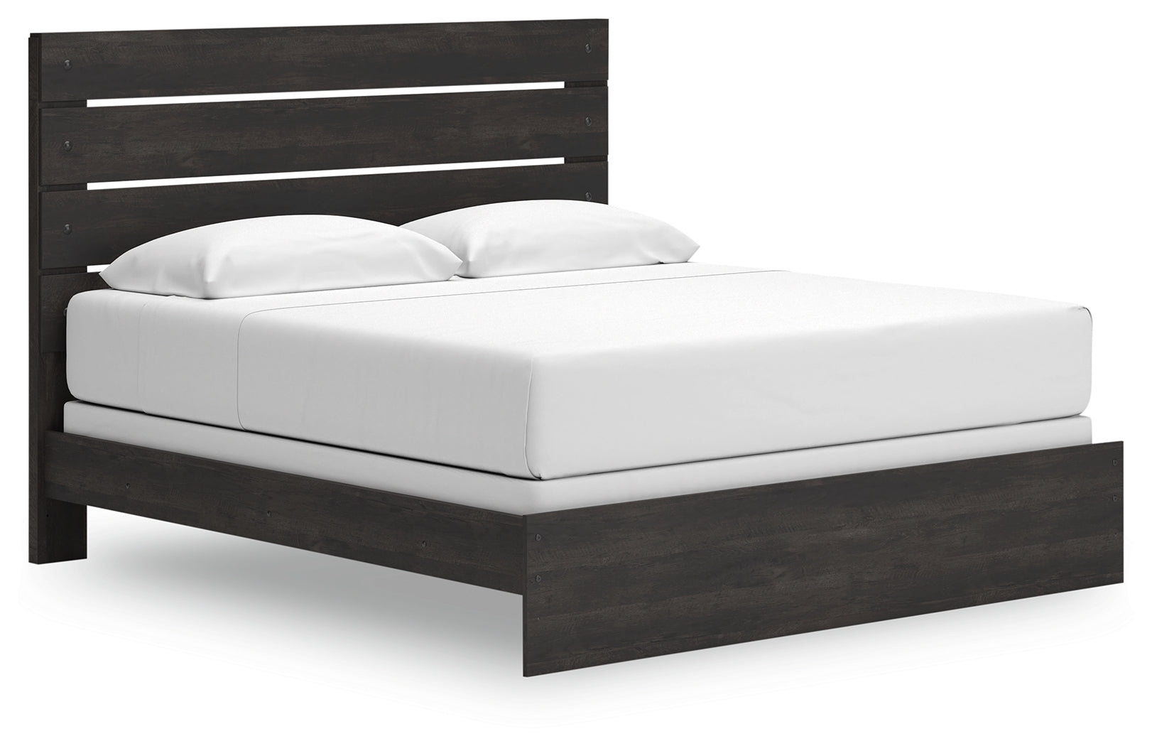 Hollivern King Panel Bed with Mirrored Dresser in Dark Gray from Ashley - Luna Furniture