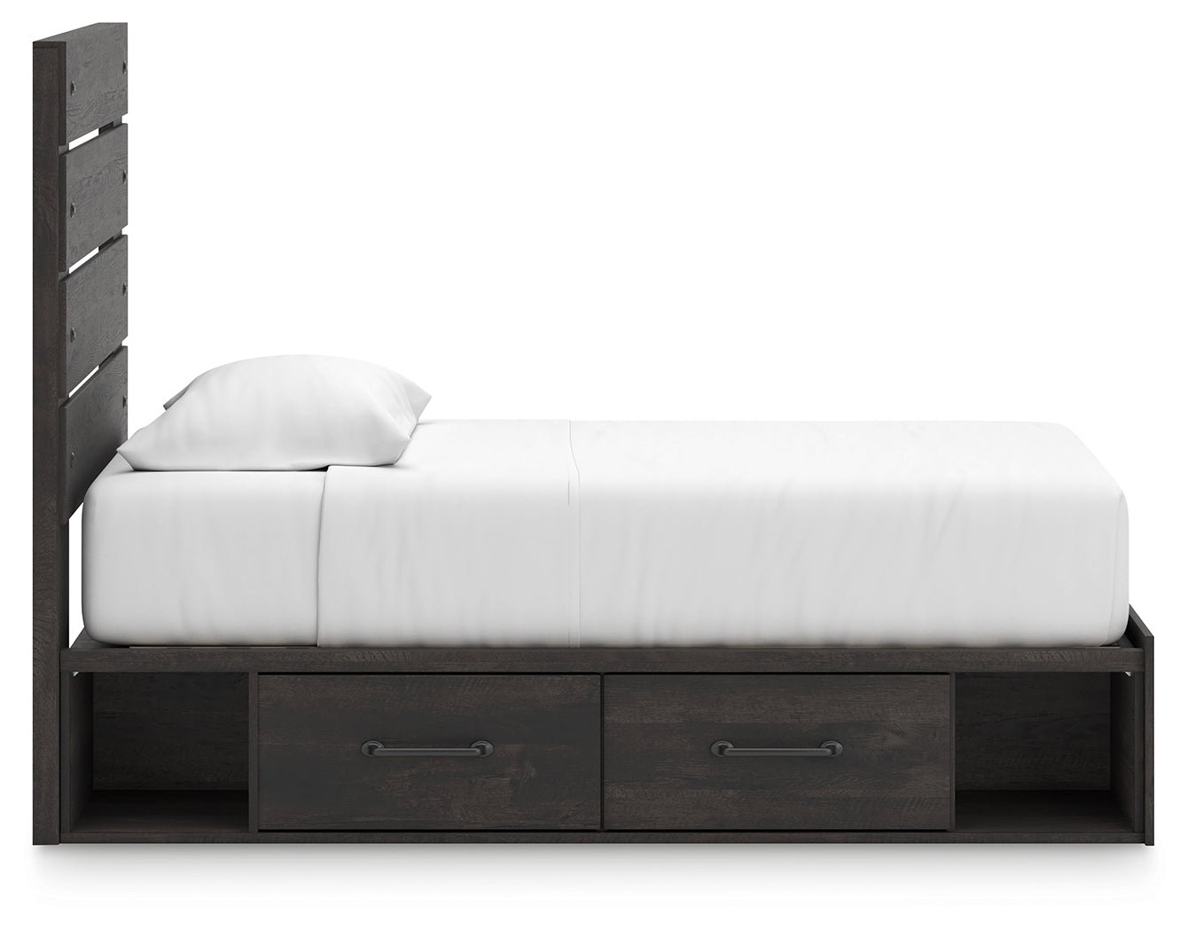 Hollivern Twin Panel Bed with Storage with Dresser in Dark Gray from Ashley - Luna Furniture