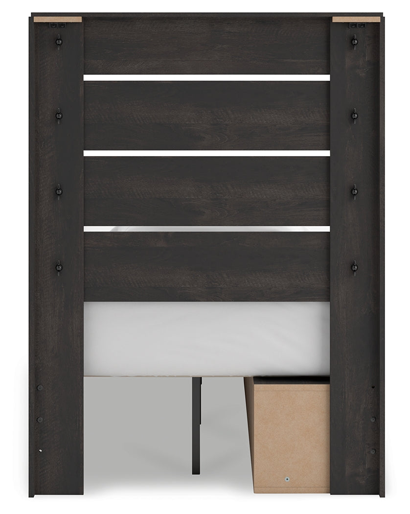 Hollivern Twin Panel Storage Bed with Dresser in Dark Gray from Ashley - Luna Furniture