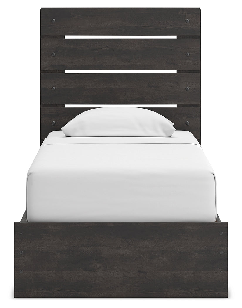 Hollivern Twin Panel Storage Bed with Mirrored Dresser and Nightstand in Dark Gray from Ashley - Luna Furniture
